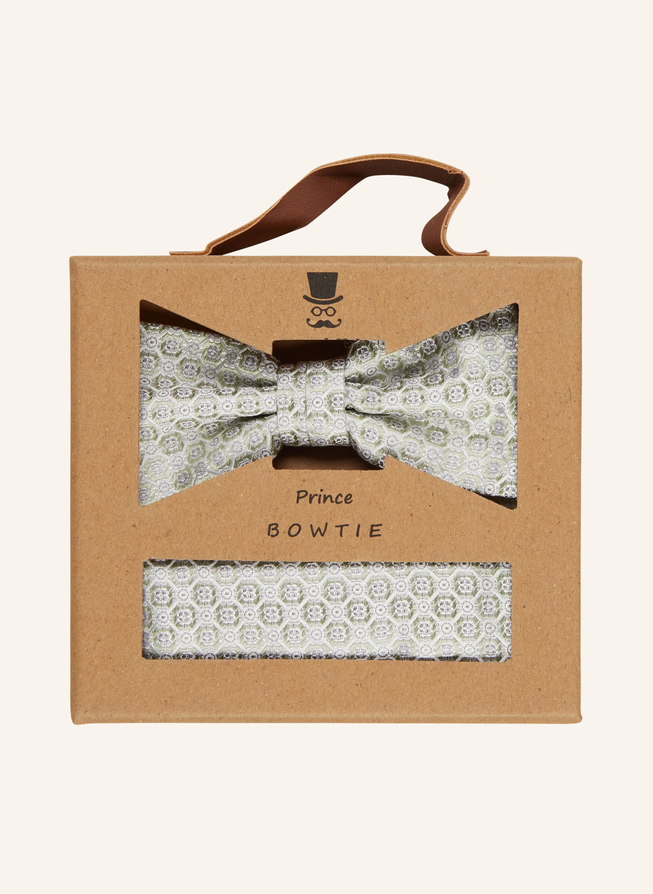 Prince BOWTIE Set: papion și batistă: VERDE DESCHIS / CREM