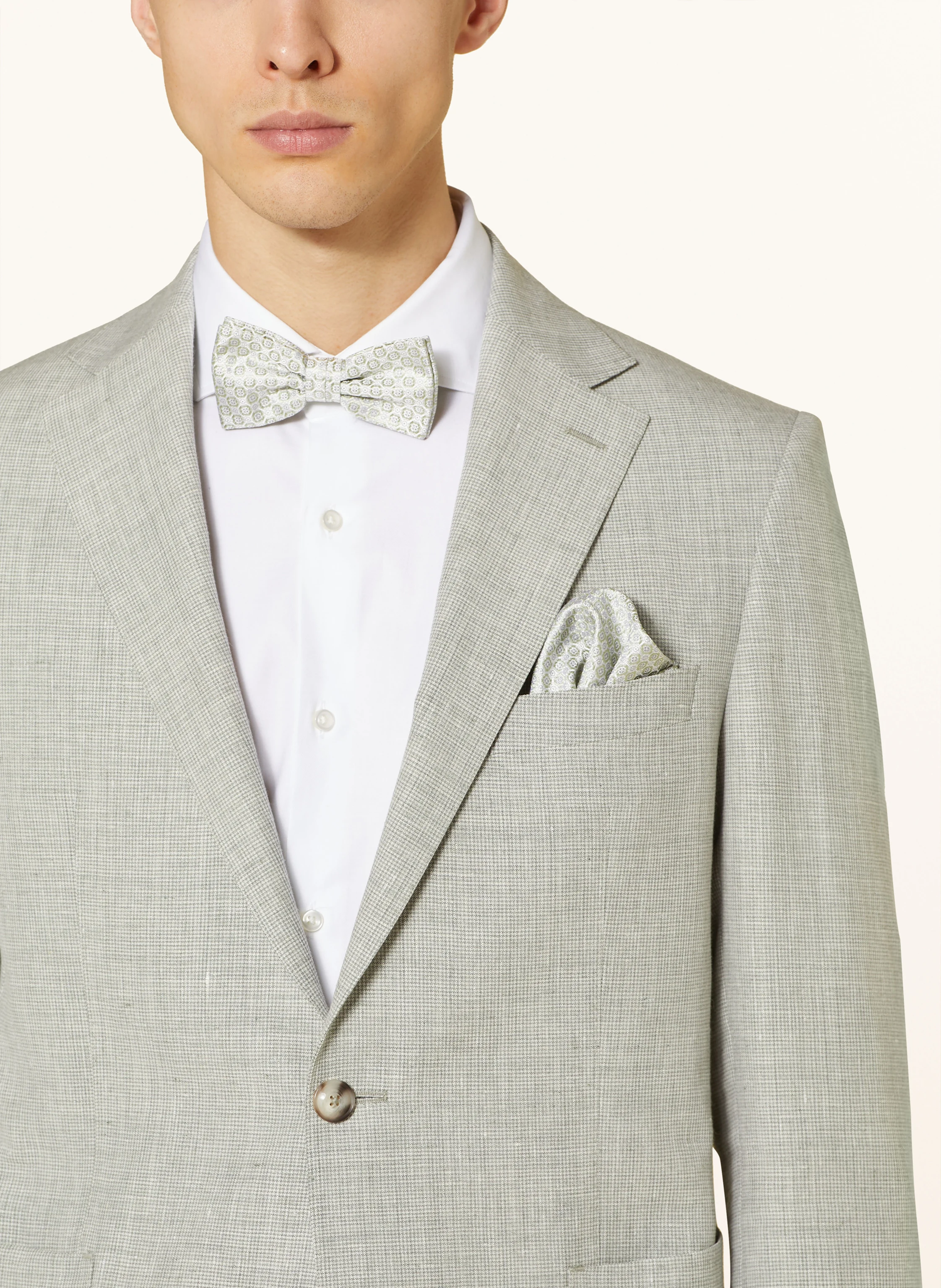 Prince BOWTIE Set: papion și batistă: VERDE DESCHIS / CREM