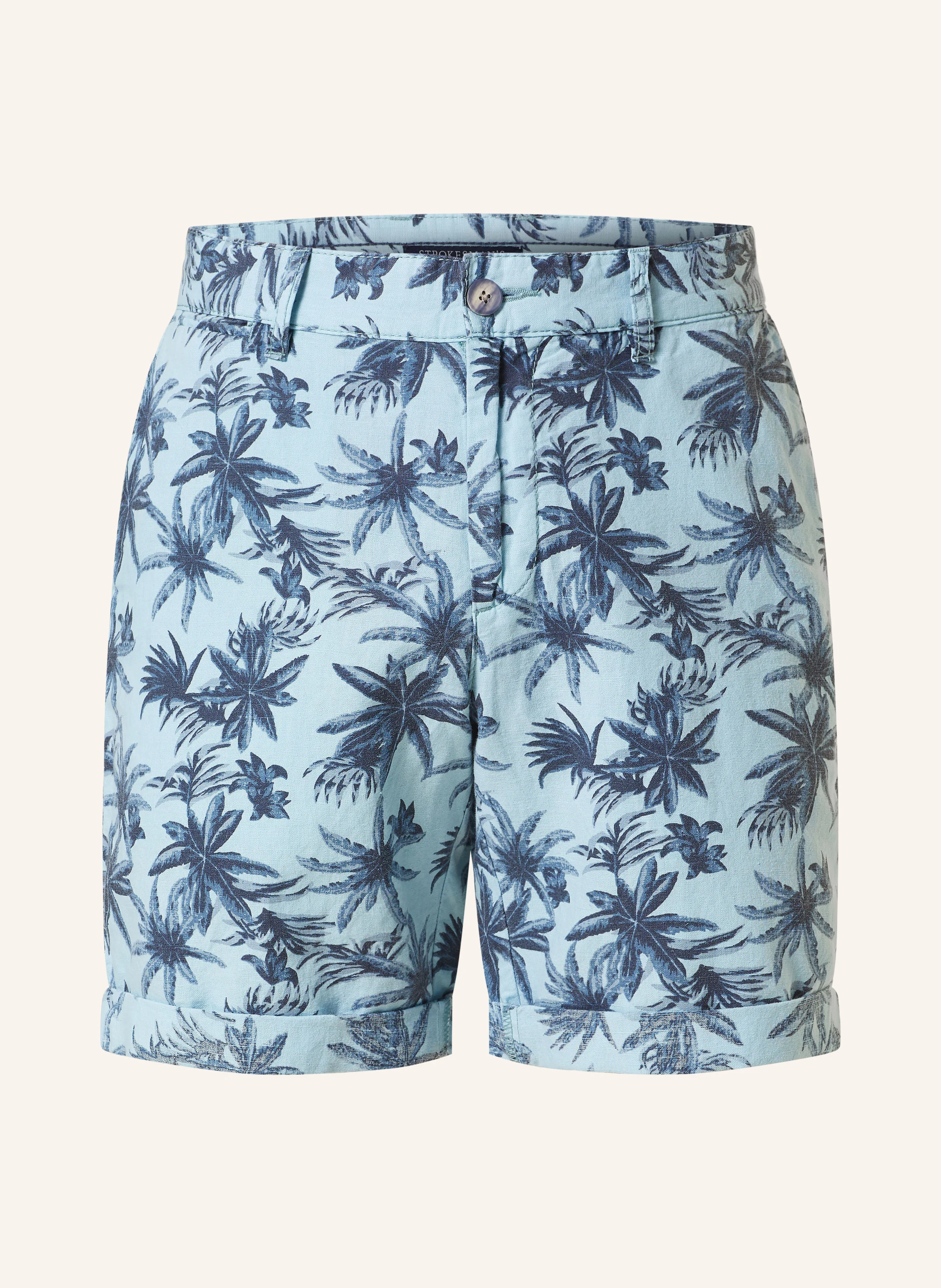 STROKESMAN'S Shorts slim fit with linen: LIGHT BLUE / BLUE