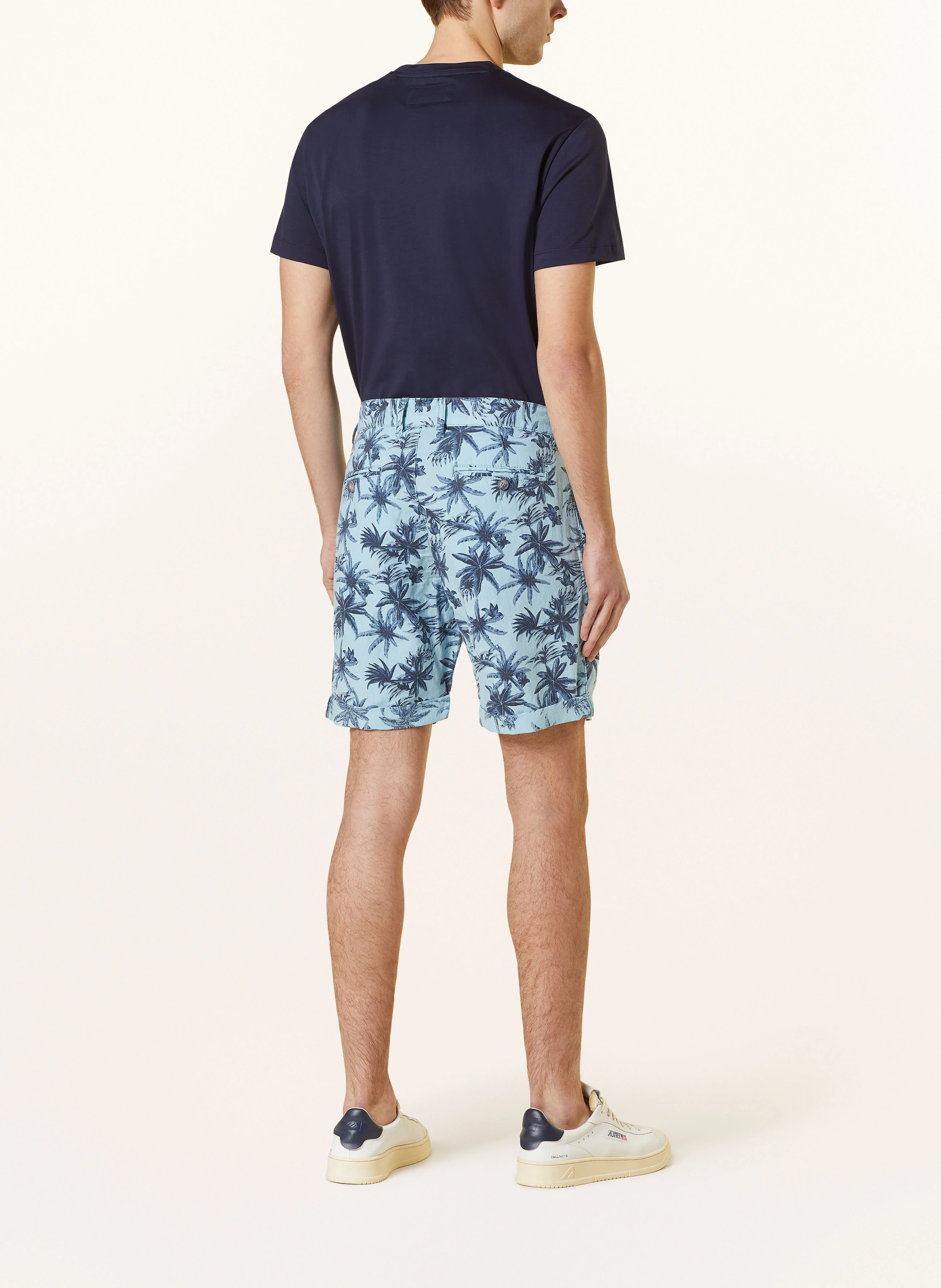 STROKESMAN'S Shorts slim fit with linen: LIGHT BLUE / BLUE