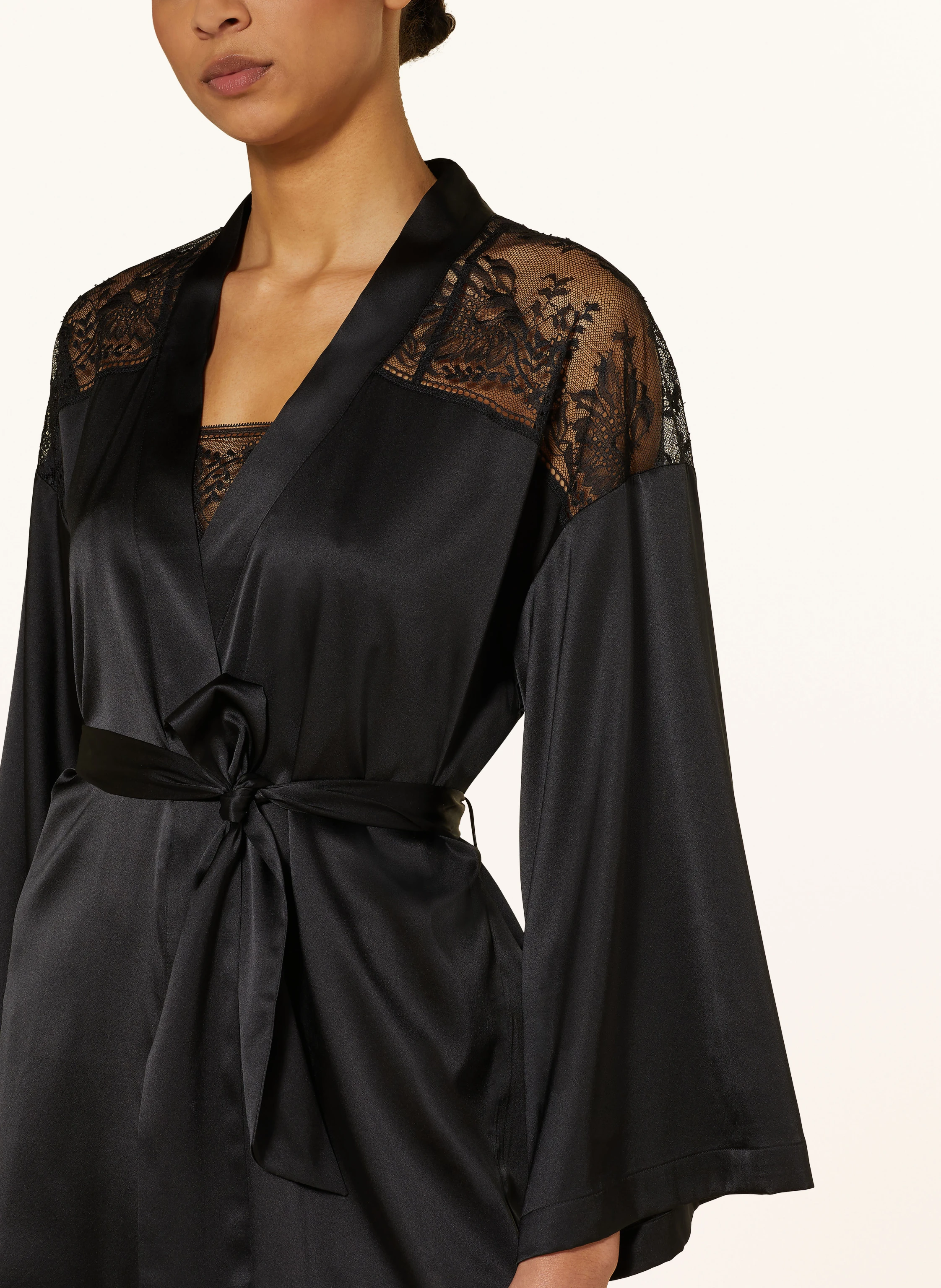 【Aubade】新作シルクキモノ★MIDNIGHT WHISPER Aubade Women's kimono MIDNIGHT WHISPER made of silk in black