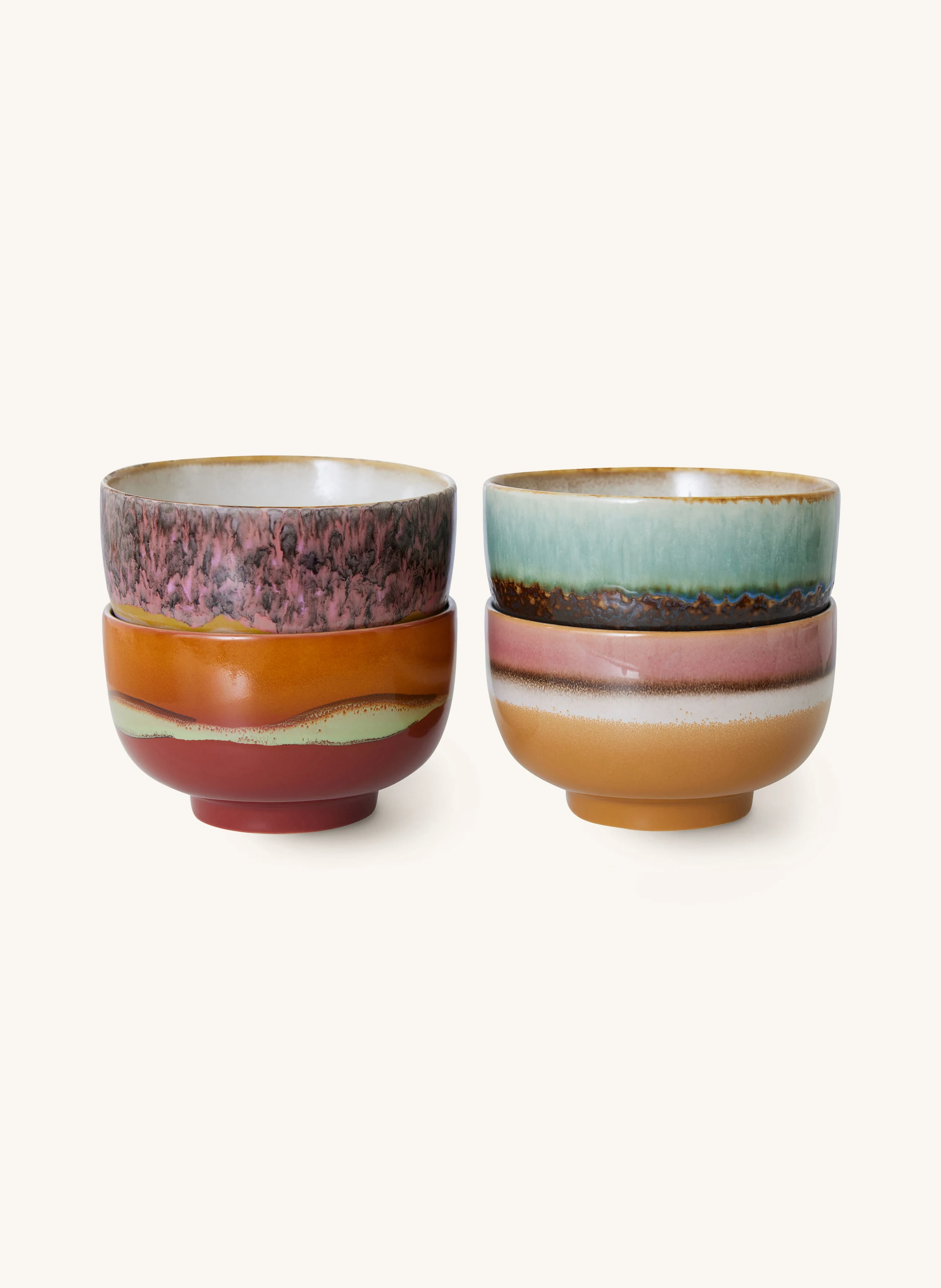 hkliving Set of 4 bowls: ORANGE / TURQUOISE / DARK RED