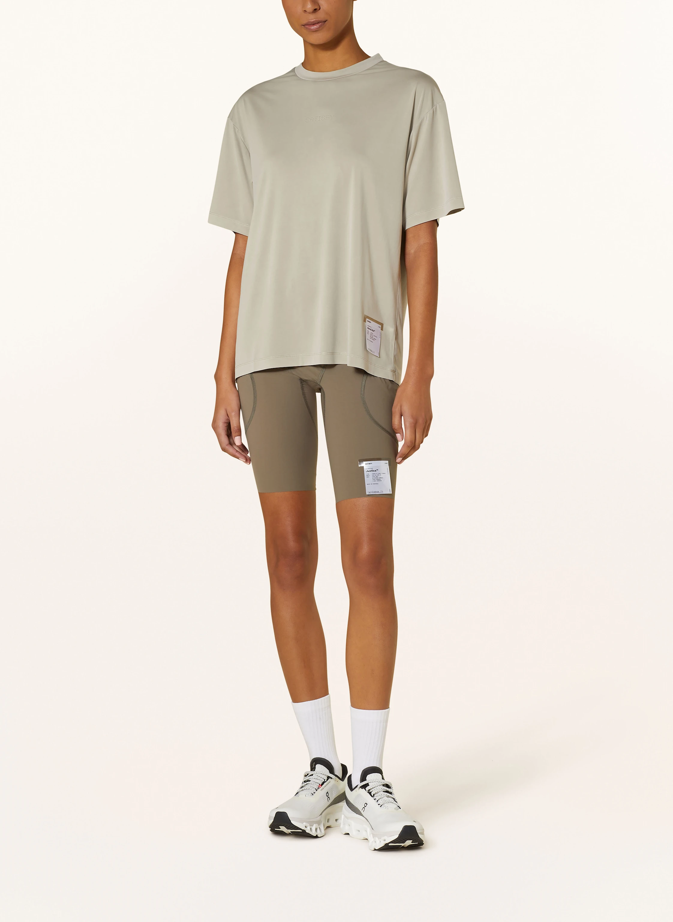 SATISFY Running shorts JUSTICE CARGO HALF TIGHTS in taupe
