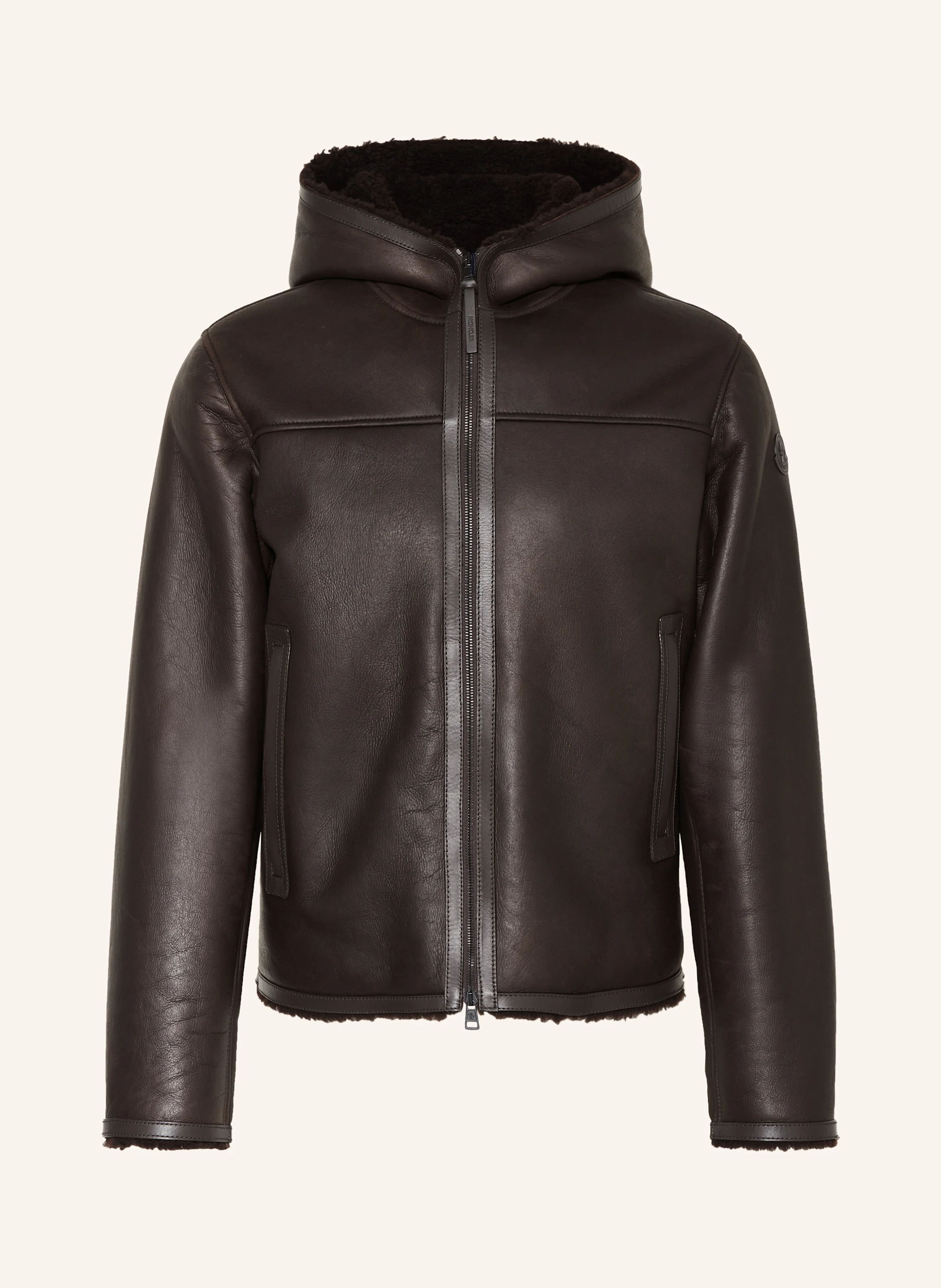 MONCLER Leather jacket CHARNASSERE in dark brown