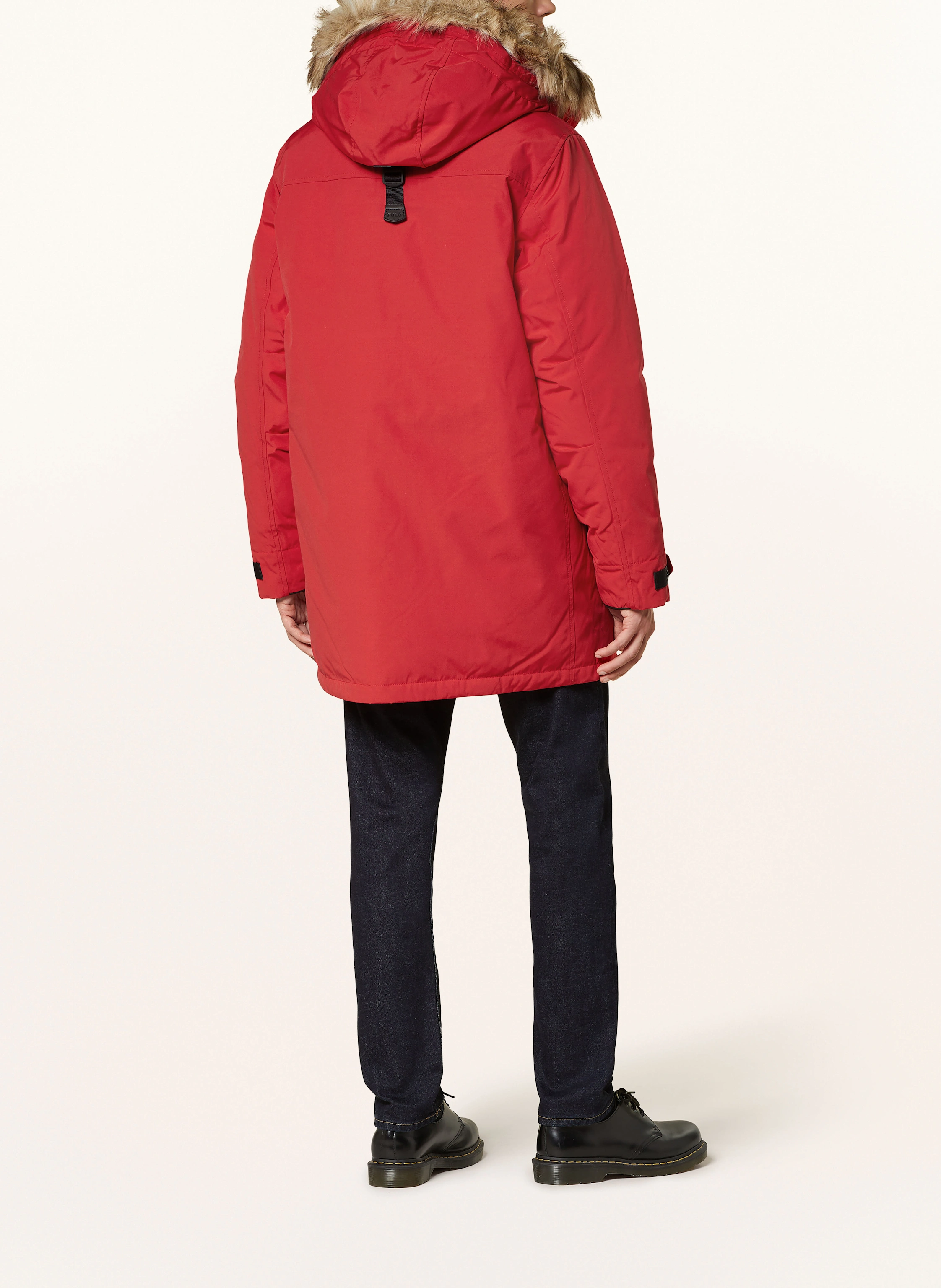 POLO RALPH LAUREN Down parka with detachable faux fur in red