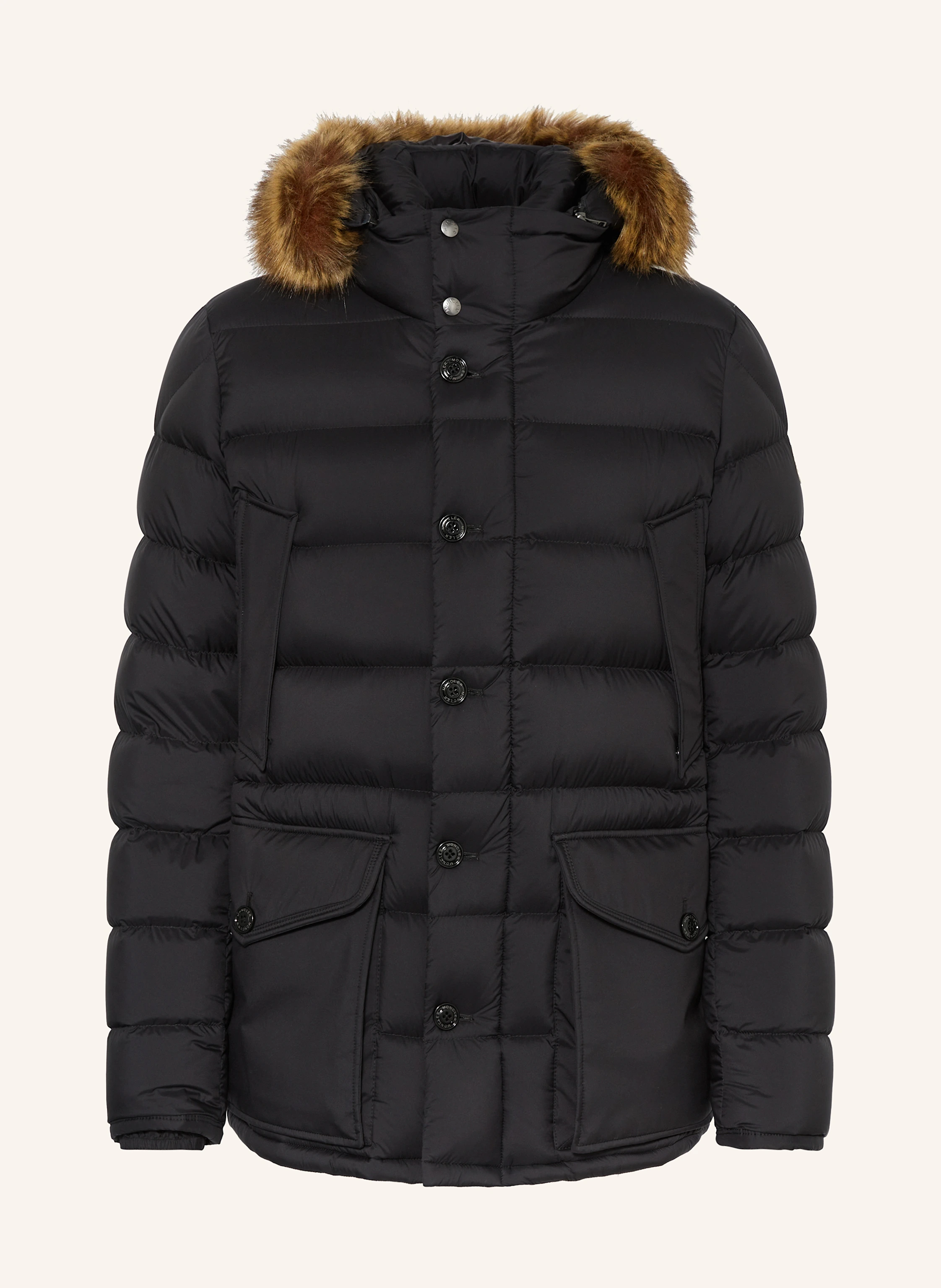 MONCLER CLUNYE down jacket with detachable faux fur in black