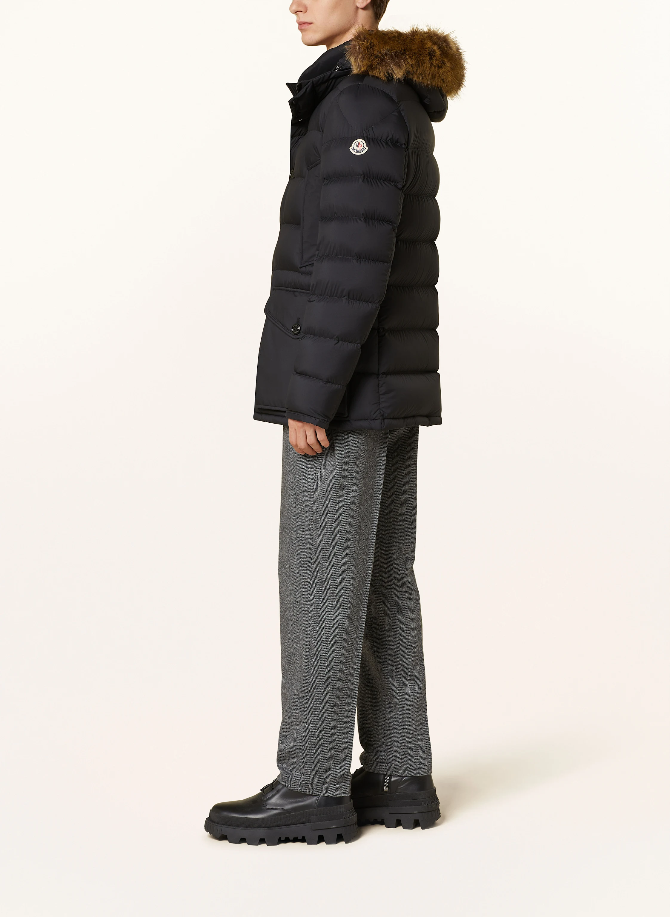 MONCLER CLUNYE down jacket with detachable faux fur in black