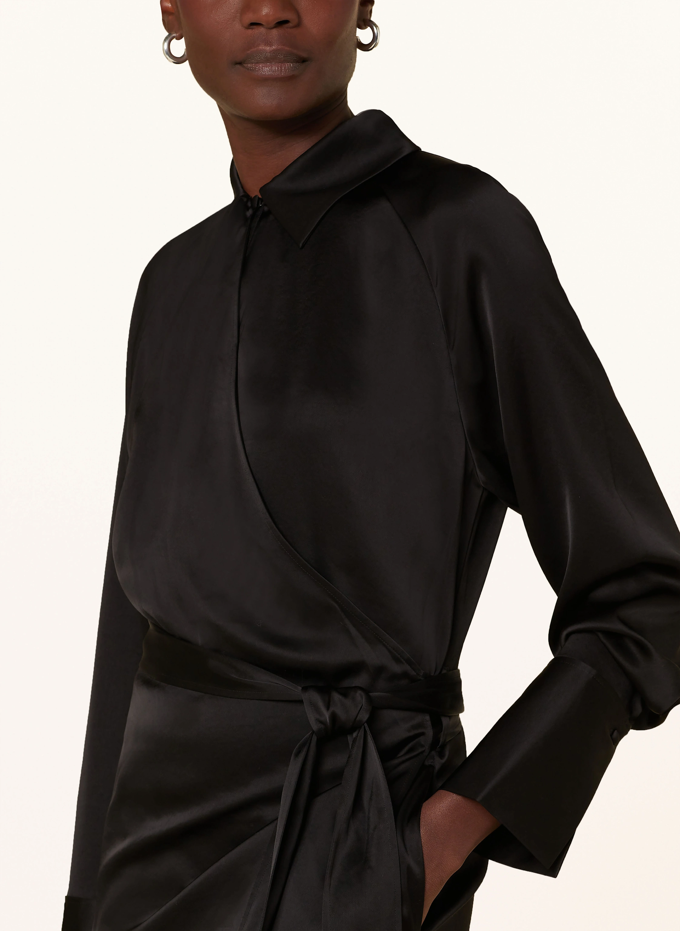 Filippa K Wrap dress in satin in black Filippa K Wrap dress in satin in black