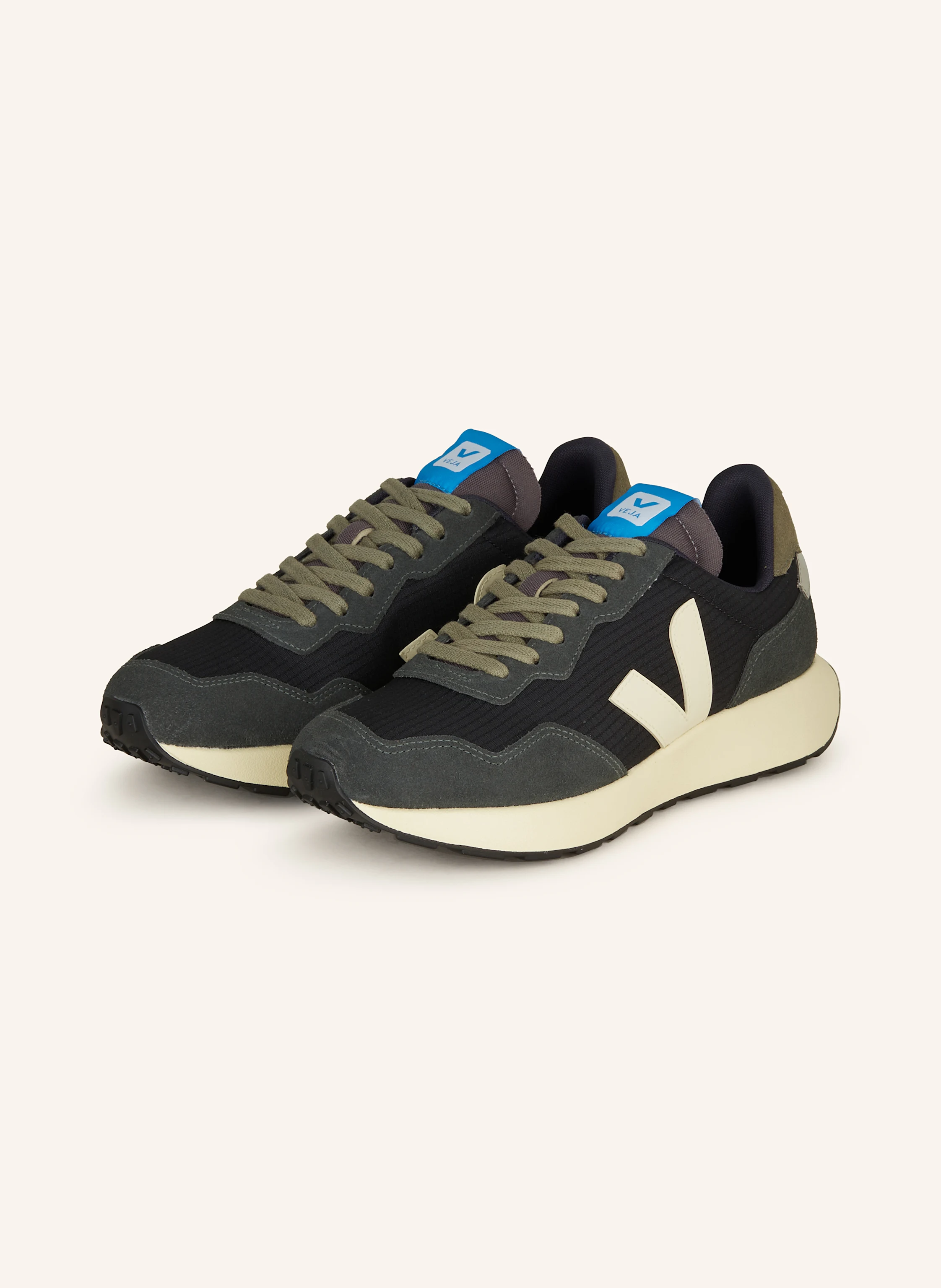 VEJA Baskets PAULISTANA en noir/ kaki/ beige