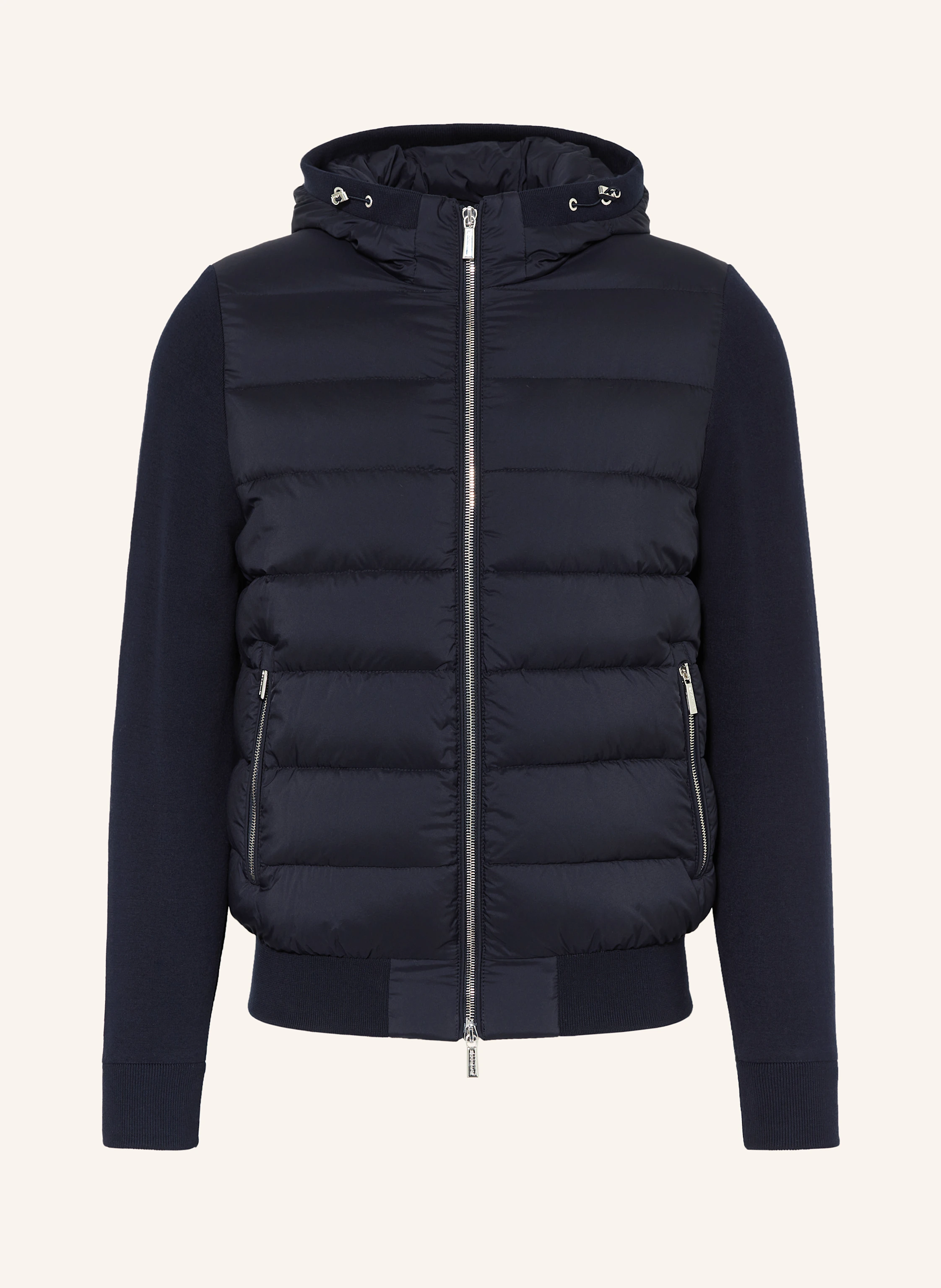 MOORER LENZ down jacket in mixed materials in dark blue