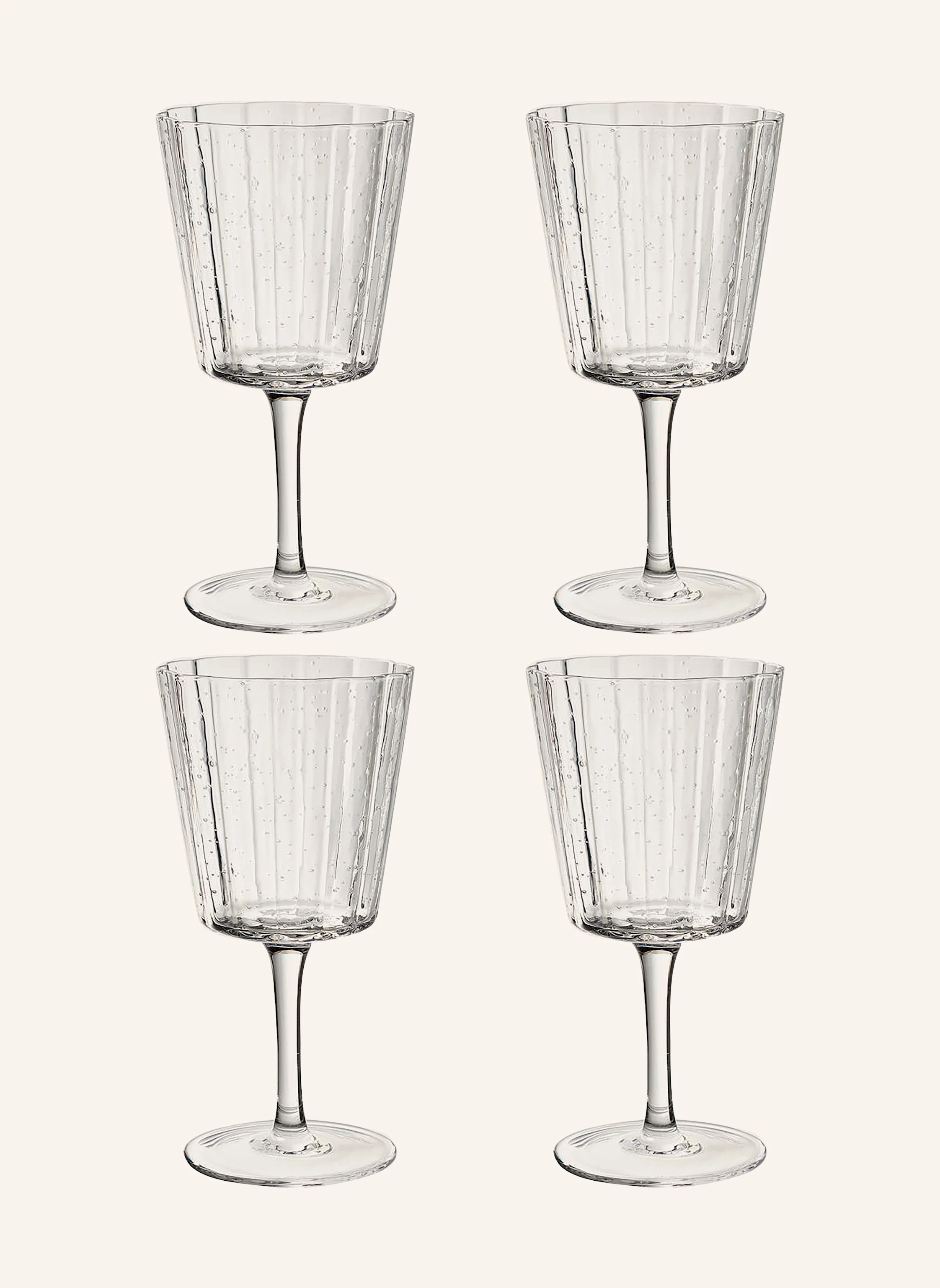 Westwing Collection 4er-Set Weingläser SCALLOP Volumen: 250 ml in weiss