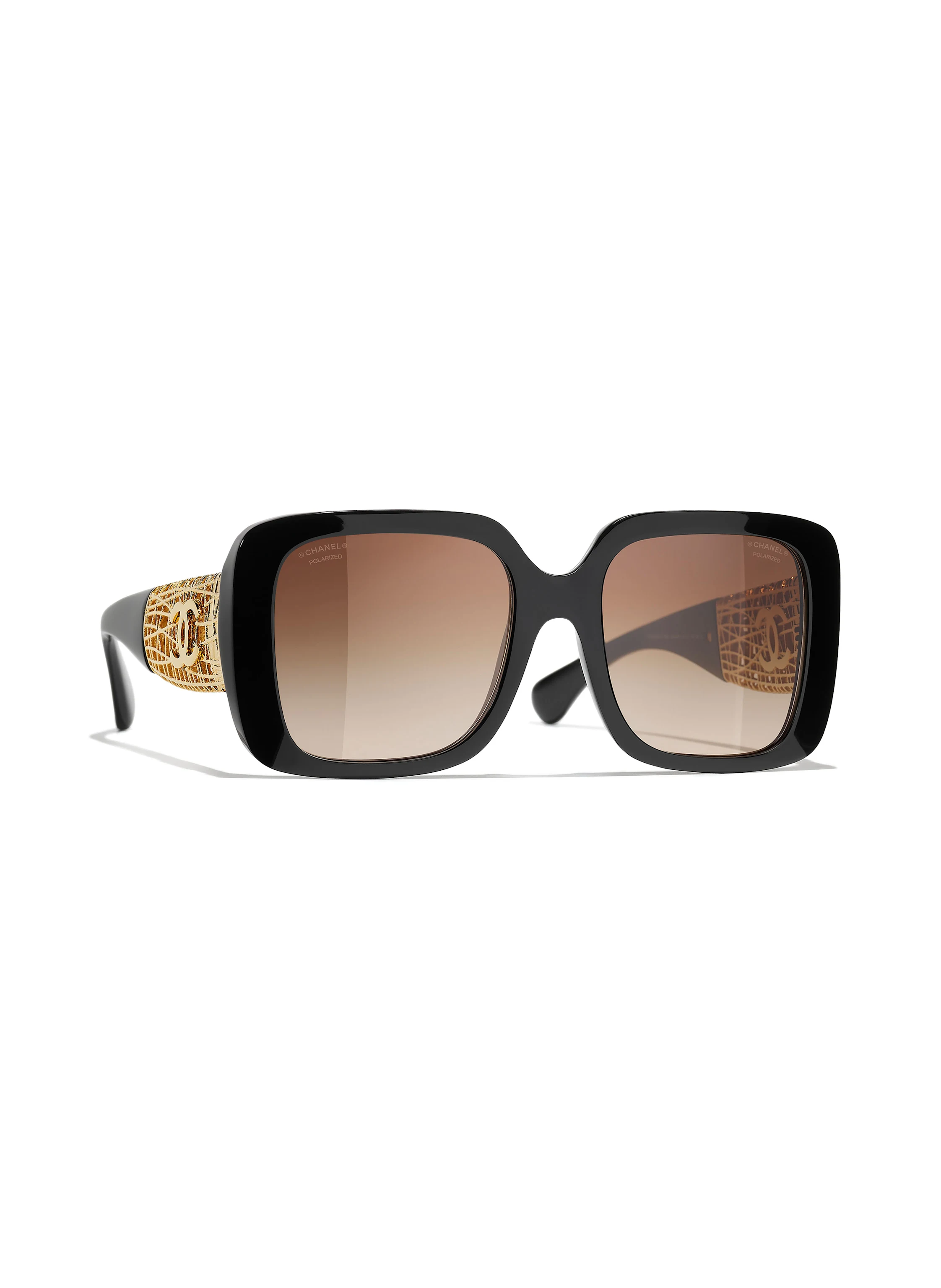 CHANEL Rectangular sunglasses in c622s9 - black/ brown polarized