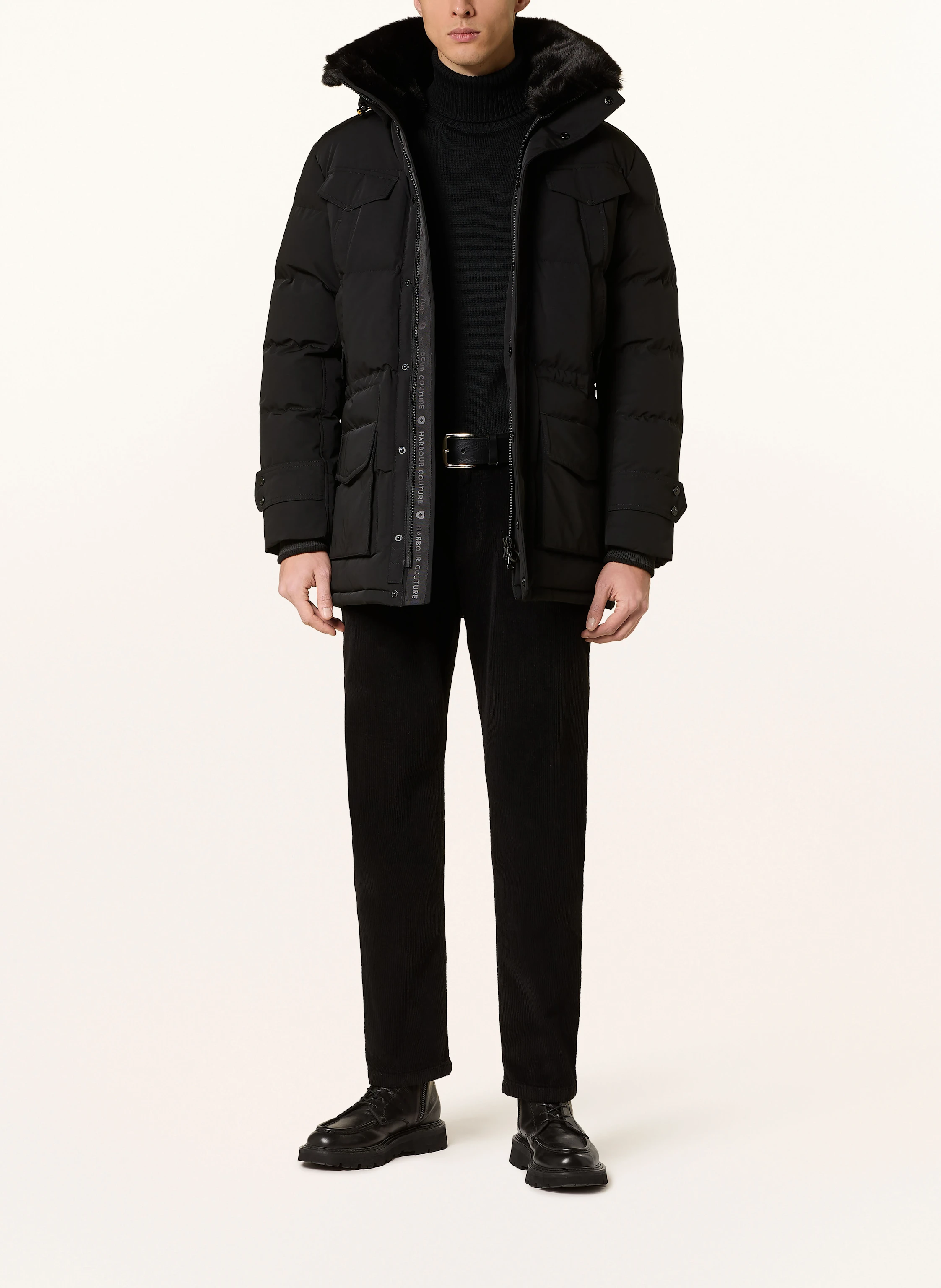 WELLENSTEYN Parka SEAMASTER mit Kunstfellbesatz in schwarz