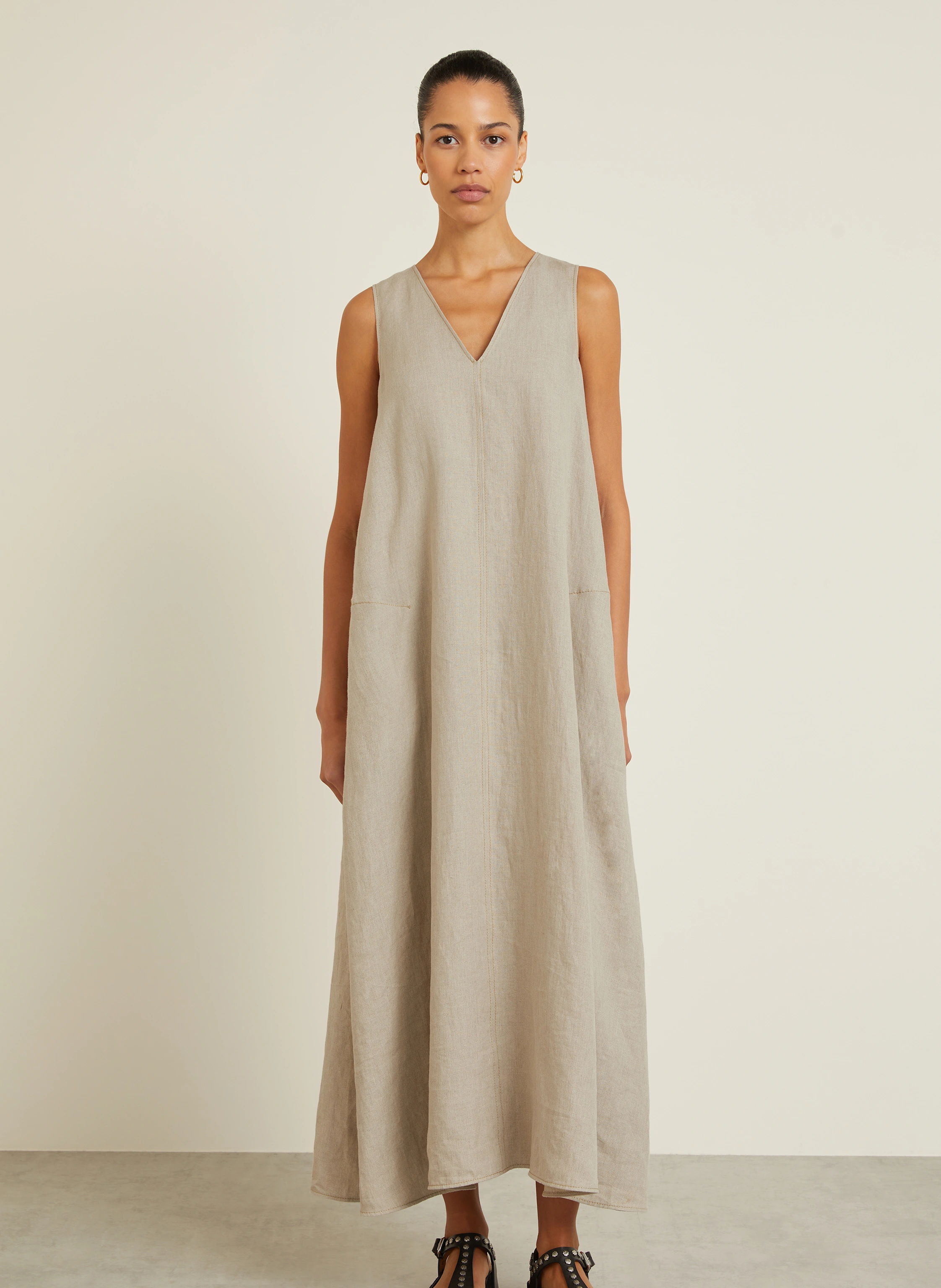 【送料&関税込】Max Mara Flared Linen Dress simeone Max Mara - Simeone linen dress Beige - The Corner