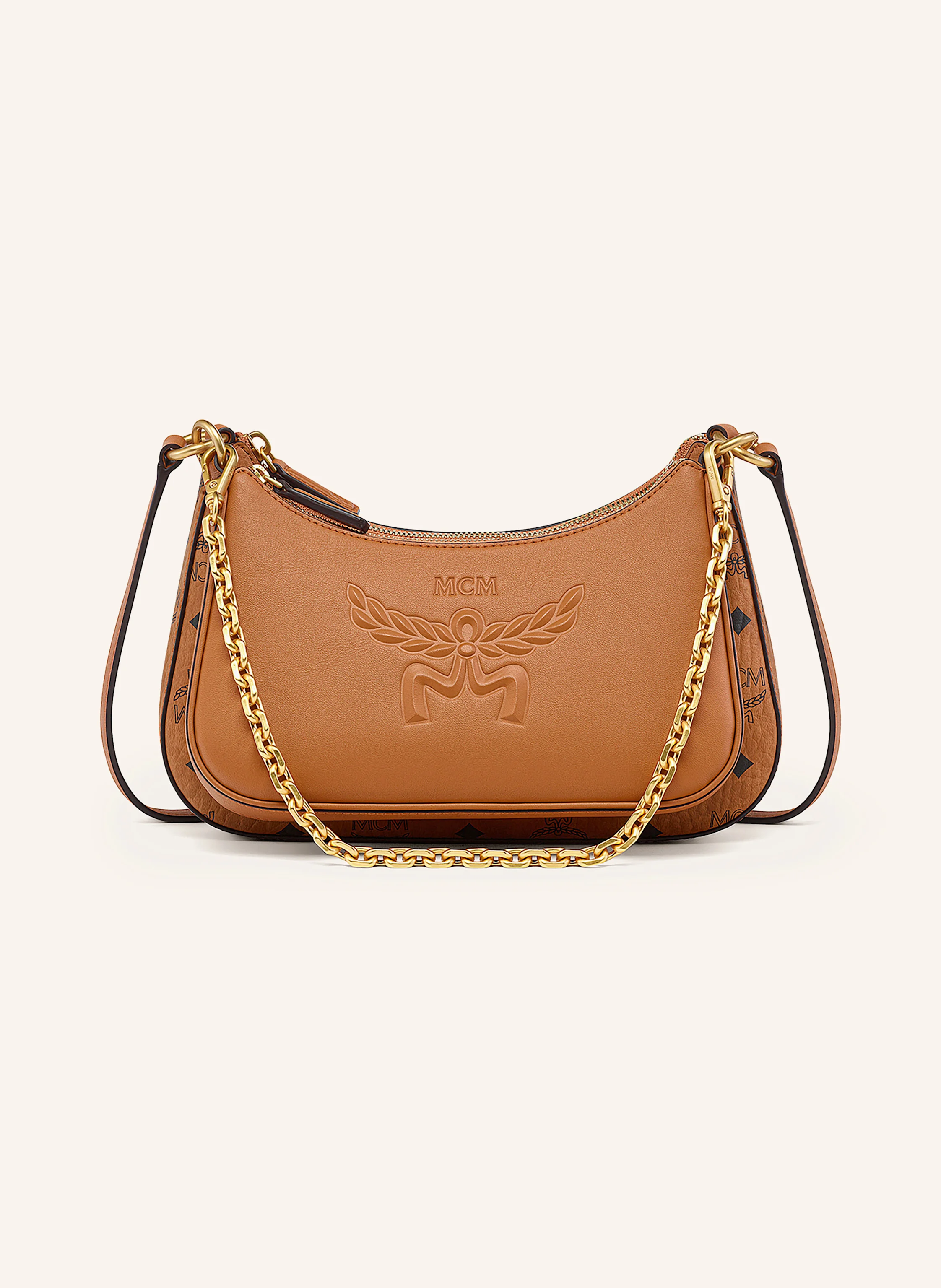 MCM Set of 2 crossbody bags AREN VI SMALL in cognac