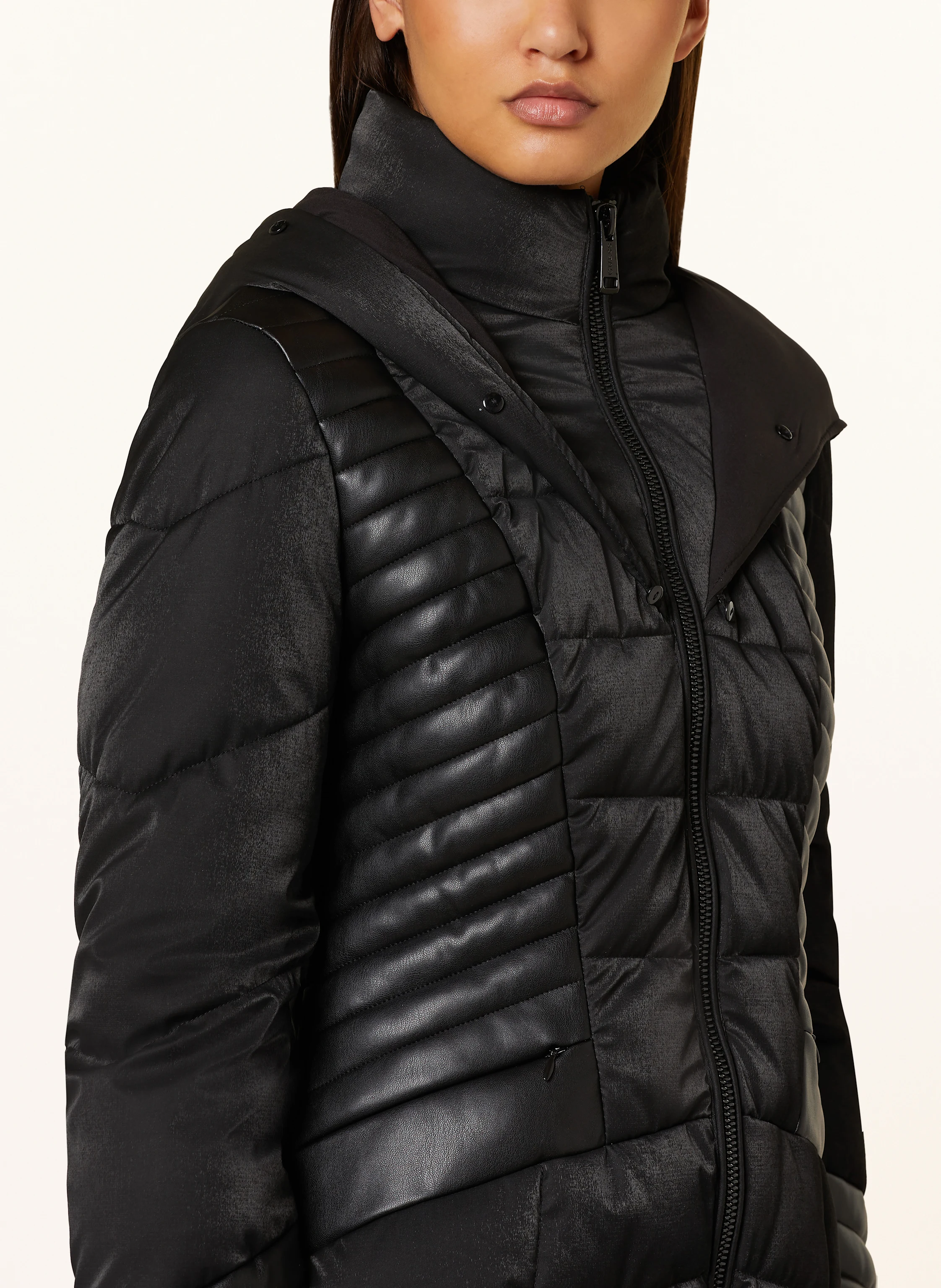 GUESS NEW OXANA quilted jacket in mixed materials with detachable