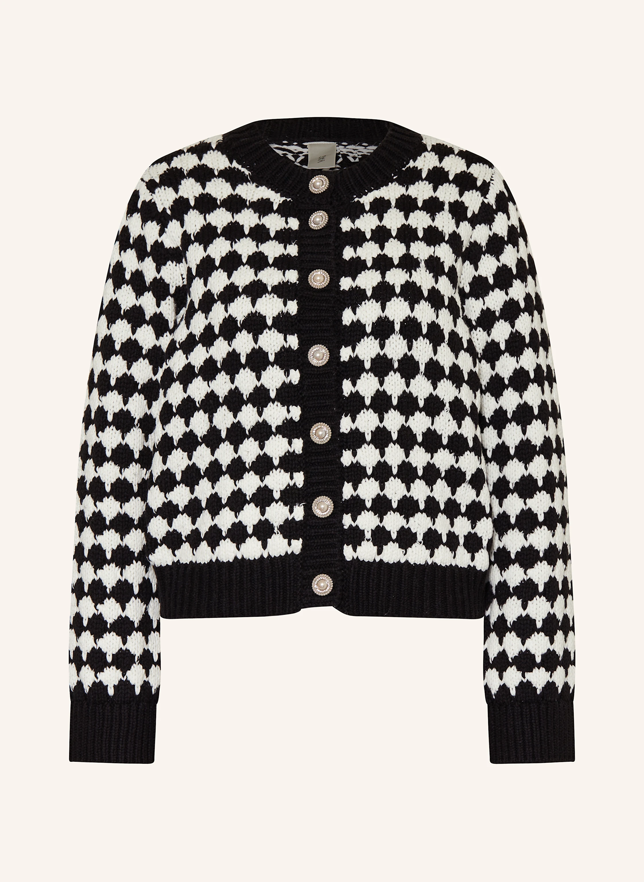 Strickjacke mit Schmucksteinen in schwarz/ weiss