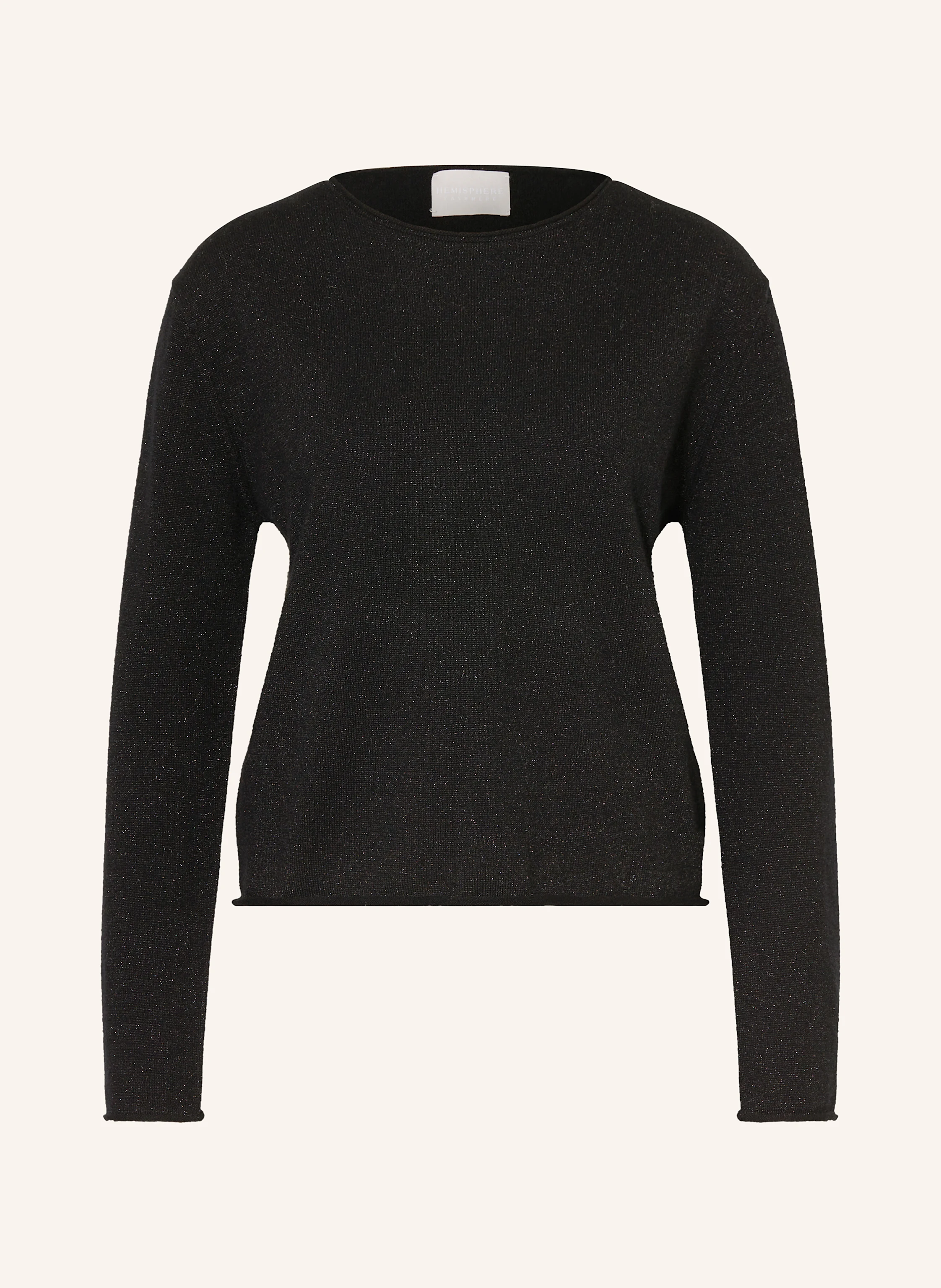 HEMISPHERE Cashmere-Pullover mit Glitzergarn in schwarz