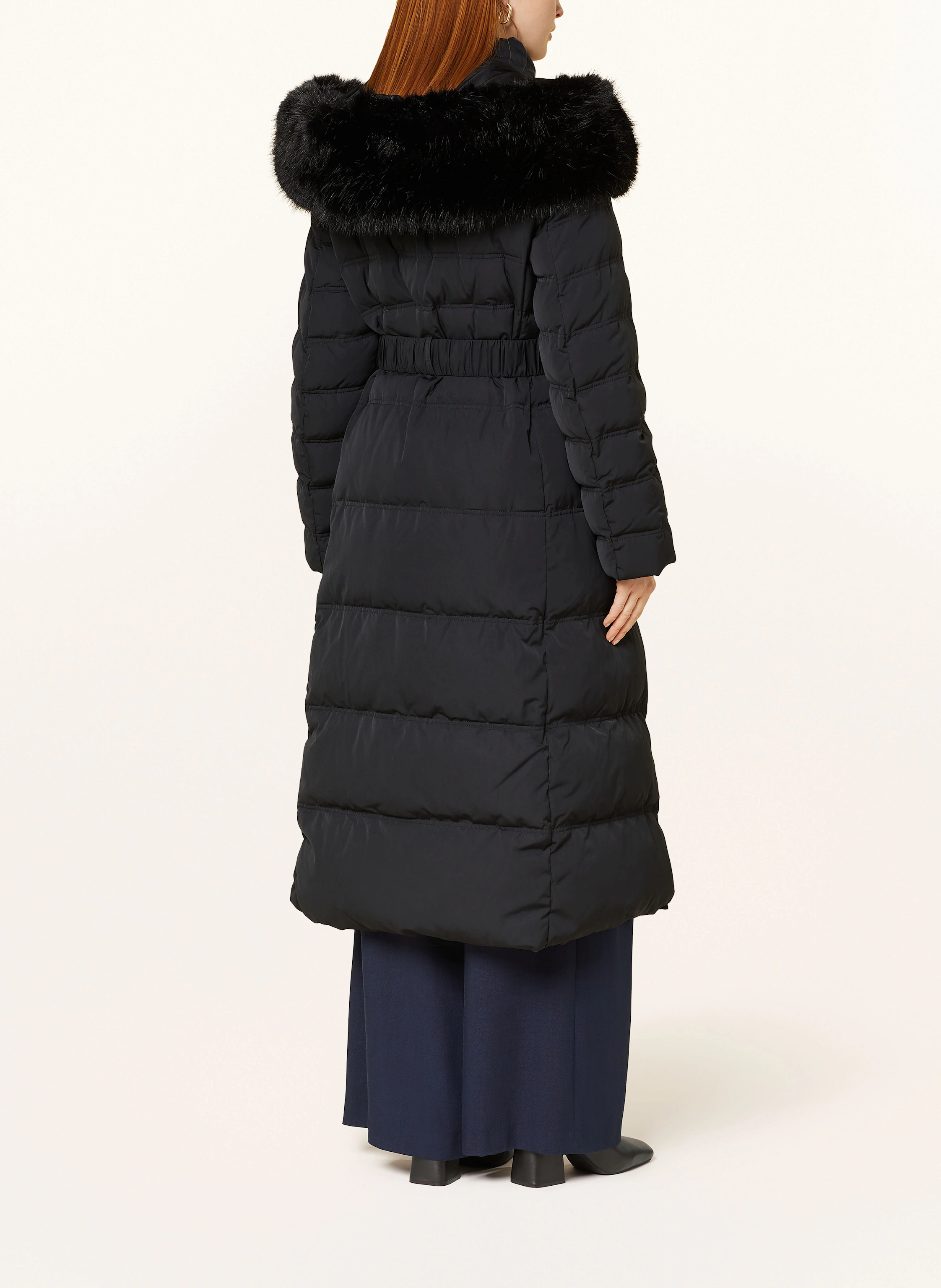Phase Eight DIXIE down coat with detachable faux fur in black