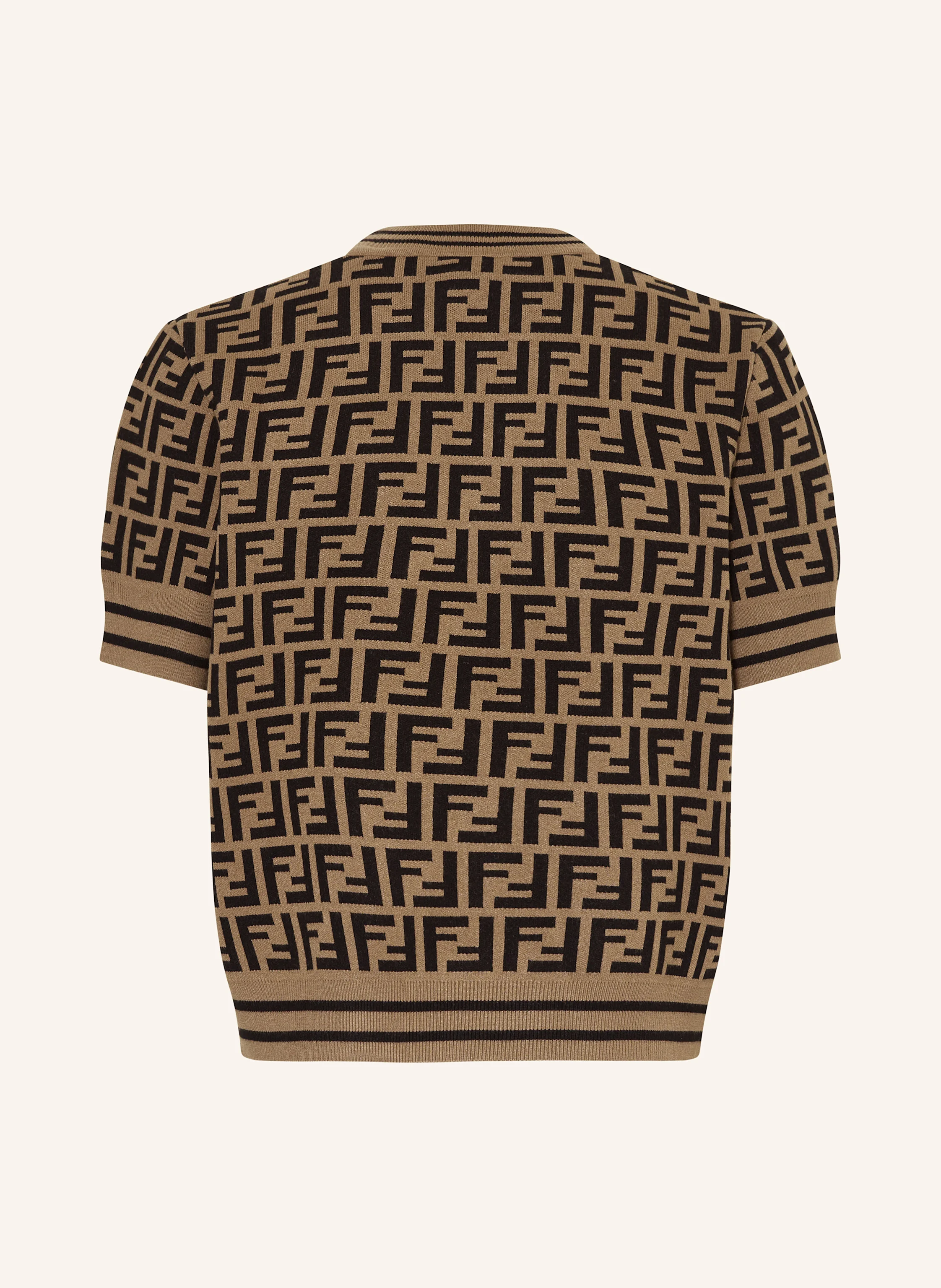 FENDI Dzianinowa koszulka kolor czarny/ brązowy