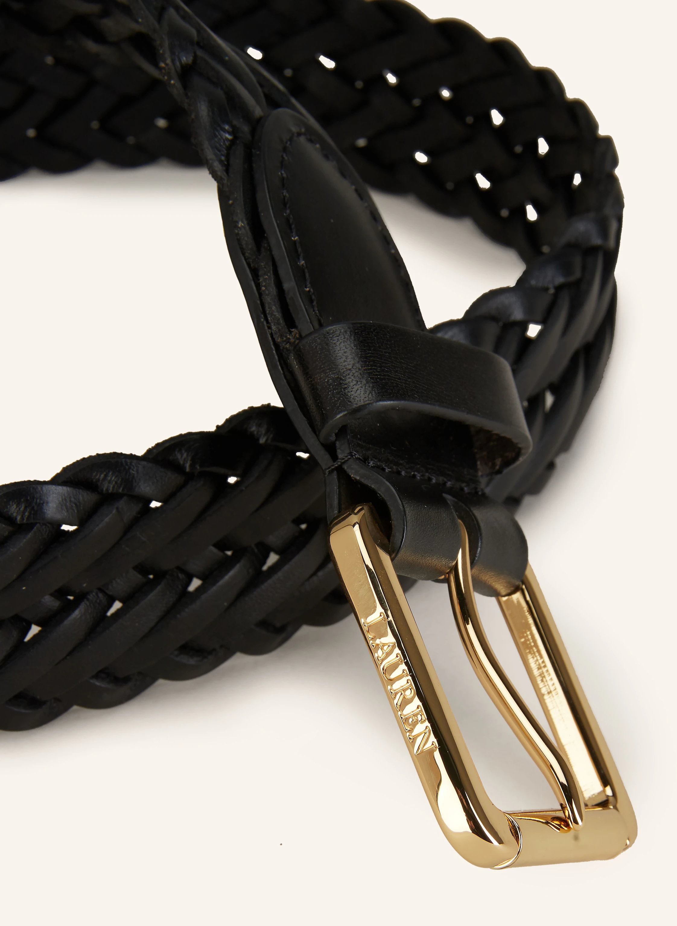 Lauren, Ralph Lauren Black Leather Braided 3 Strips Belt sz M LAUREN RALPH LAUREN Braided belt made of leather in black main image 3