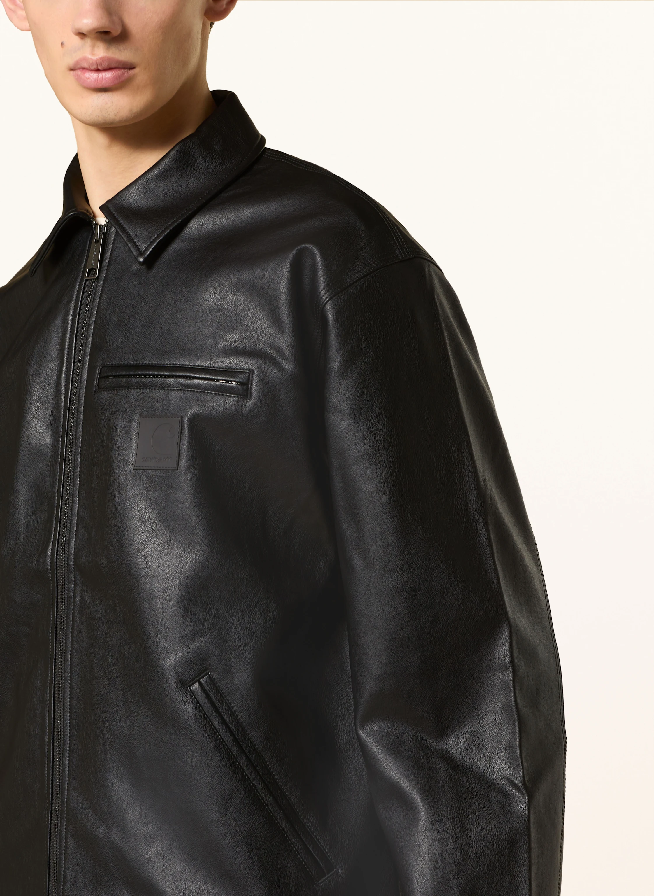 carhartt WIP DETROIT jacket in leather look in black