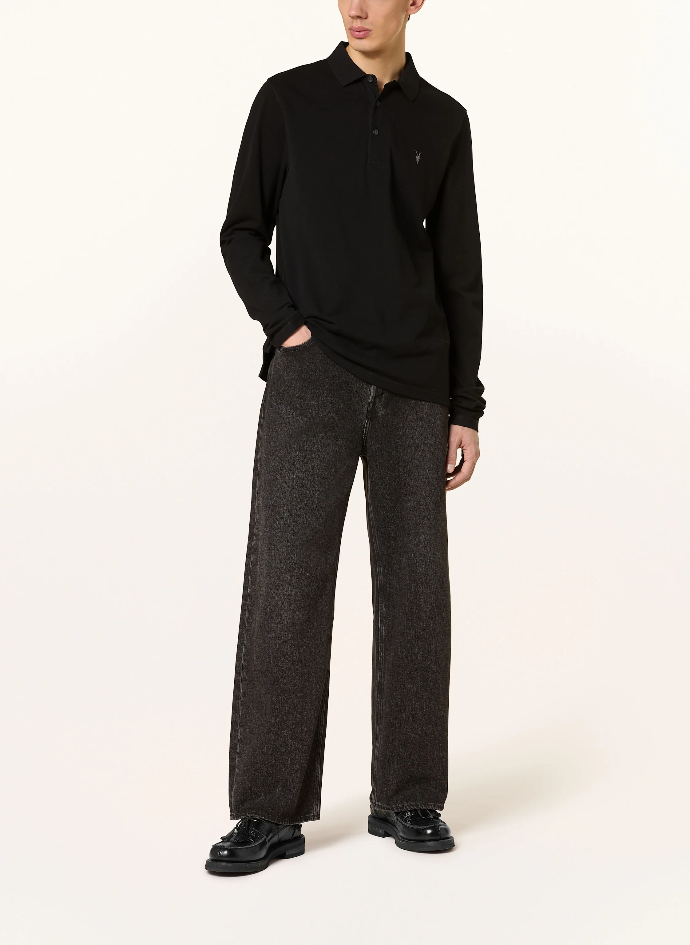 ALLSAINTS Piqué polo shirt REFORM Slim Fit in black