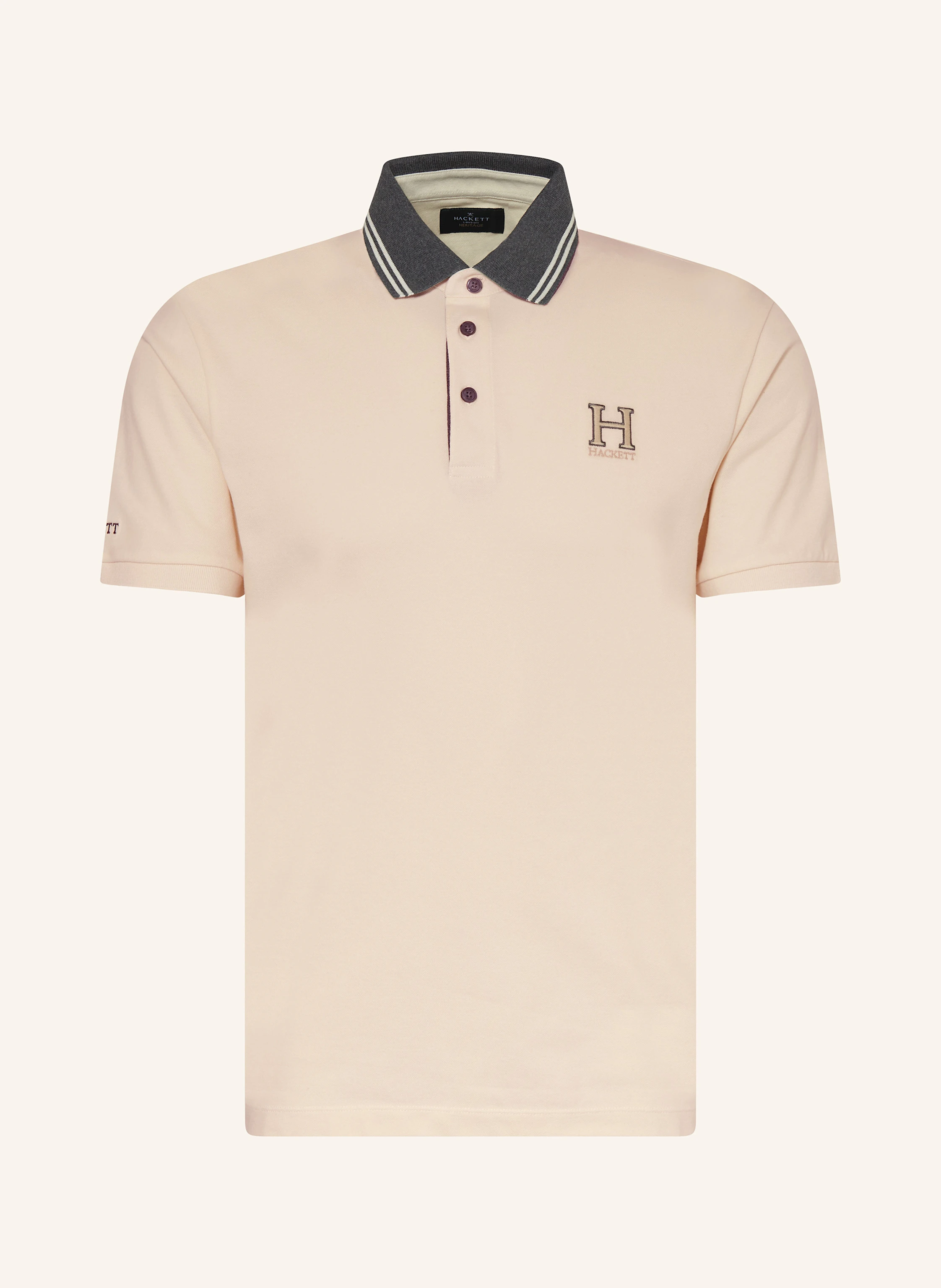 HACKETT LONDON HERITAGE Classic Fit piqué polo shirt in ecru/ gray
