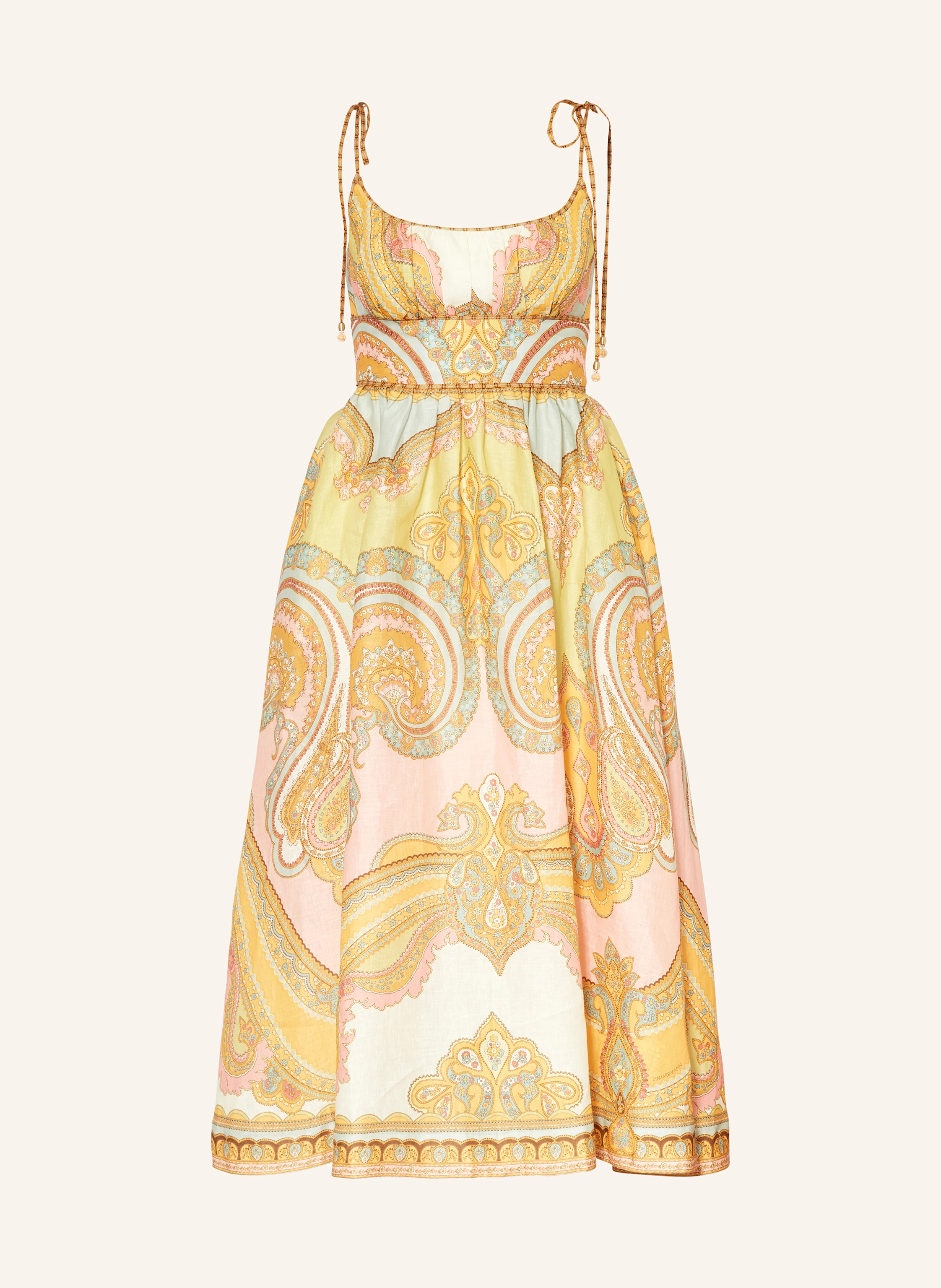 ZIMMERMANN Linen dress MAXINE in light green / orange / pink