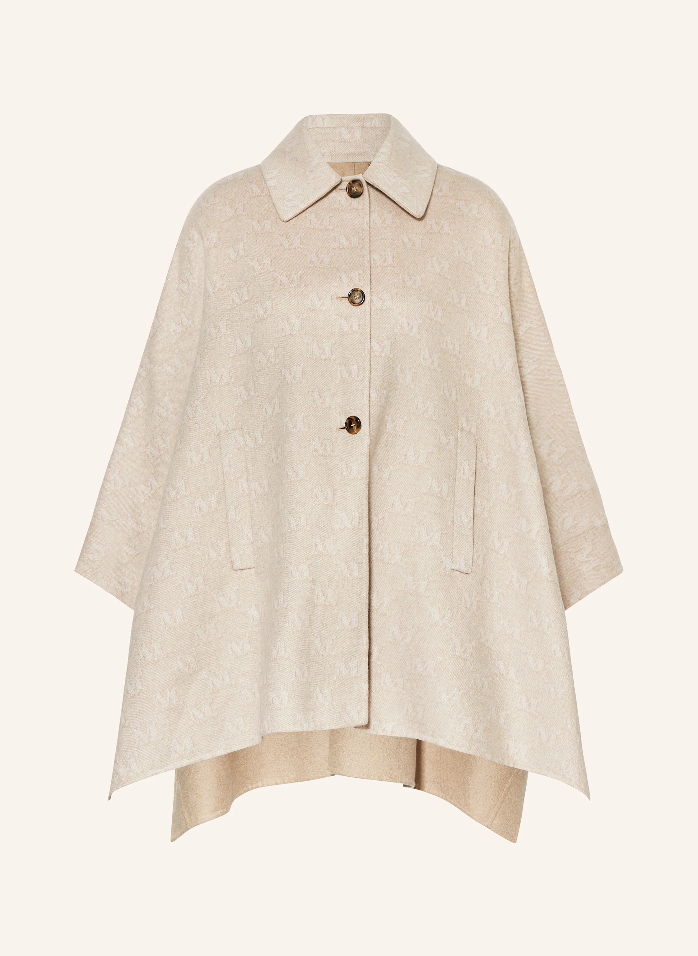 【送関込】Max Mara☆マックスマーラ Jago Logo Long Cape Max Mara Cape JAGO with silk in cream
