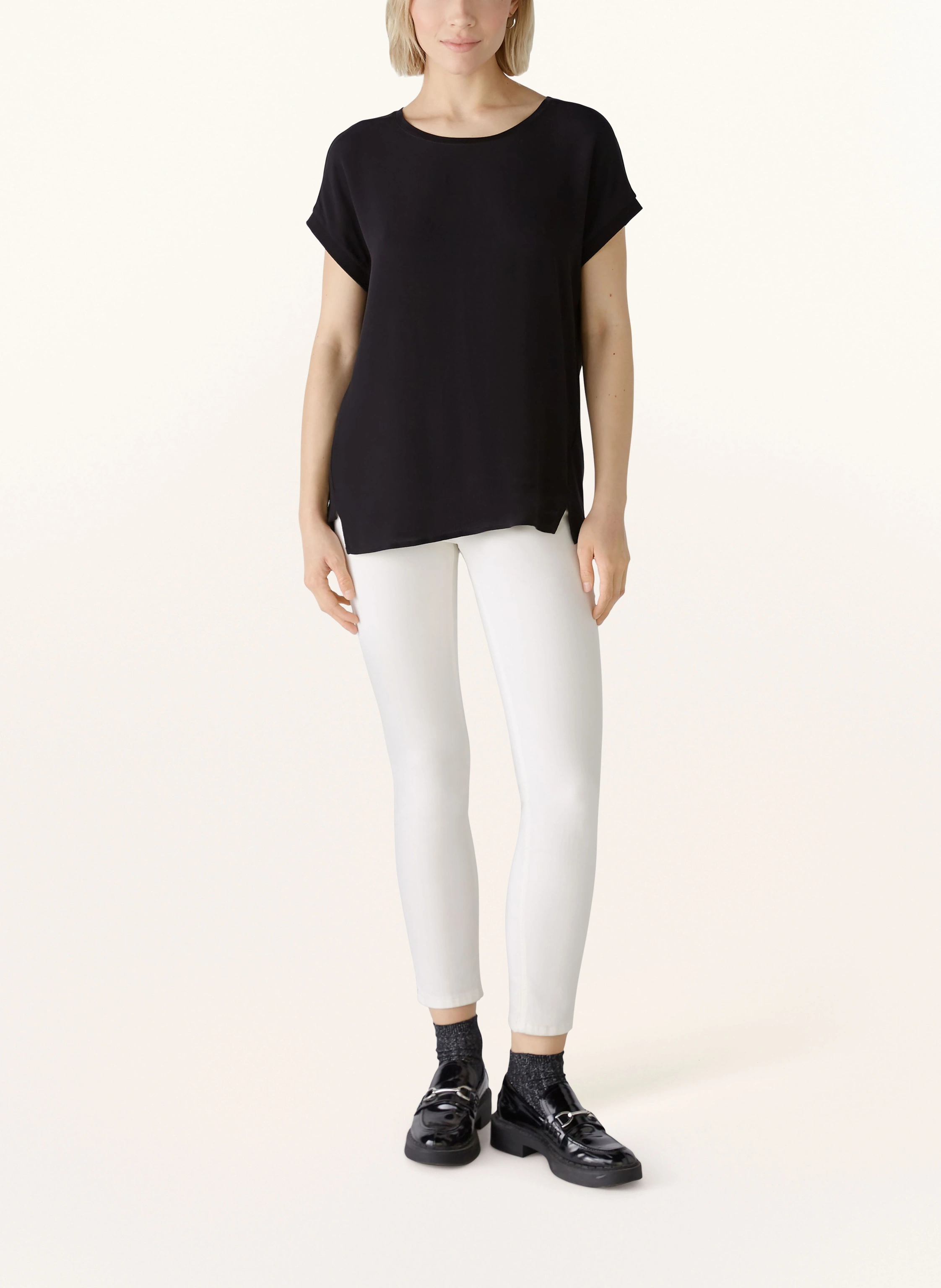 oui Shirt blouse in mixed materials: BLACK