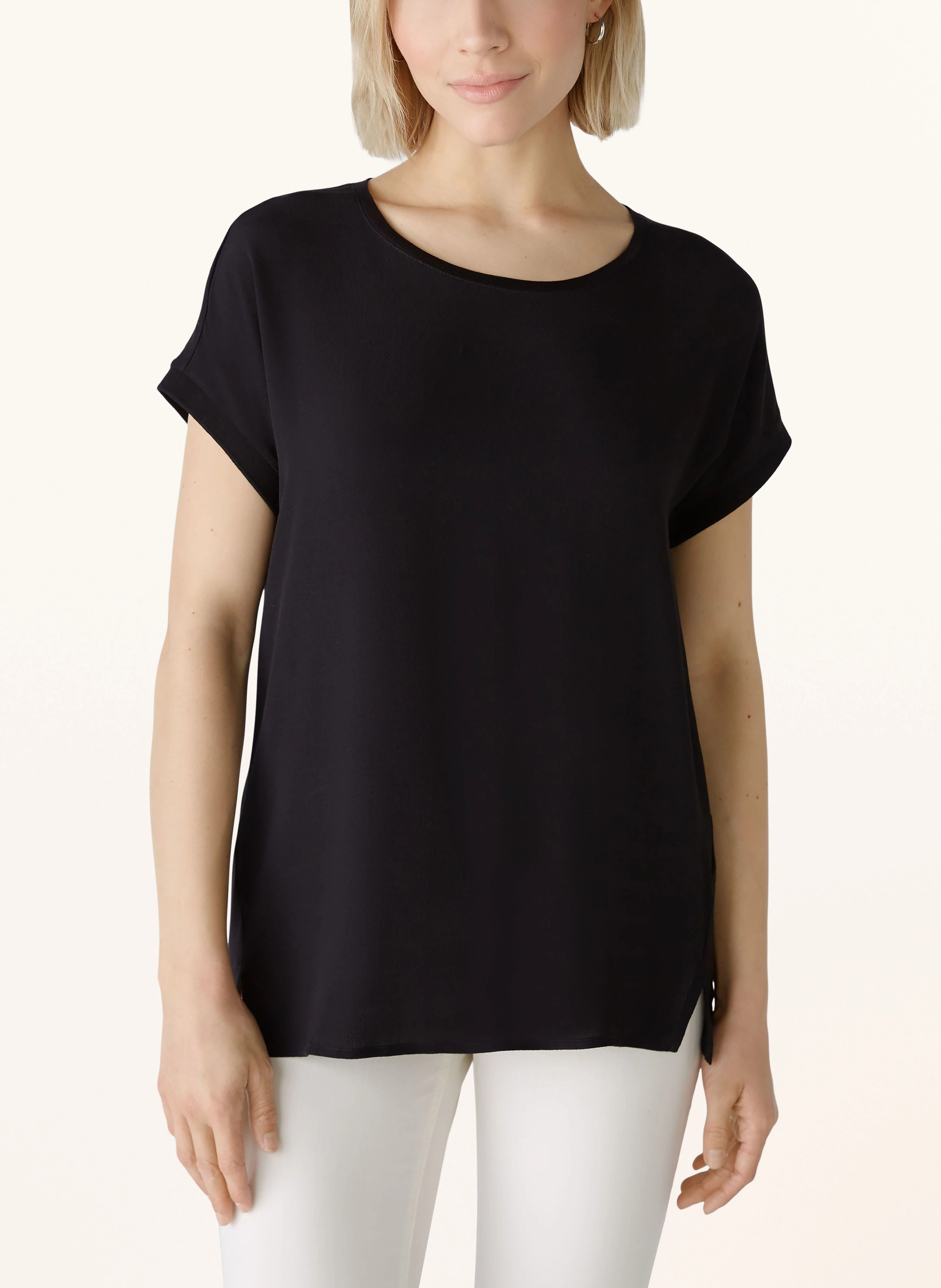 oui Shirt blouse in mixed materials: BLACK