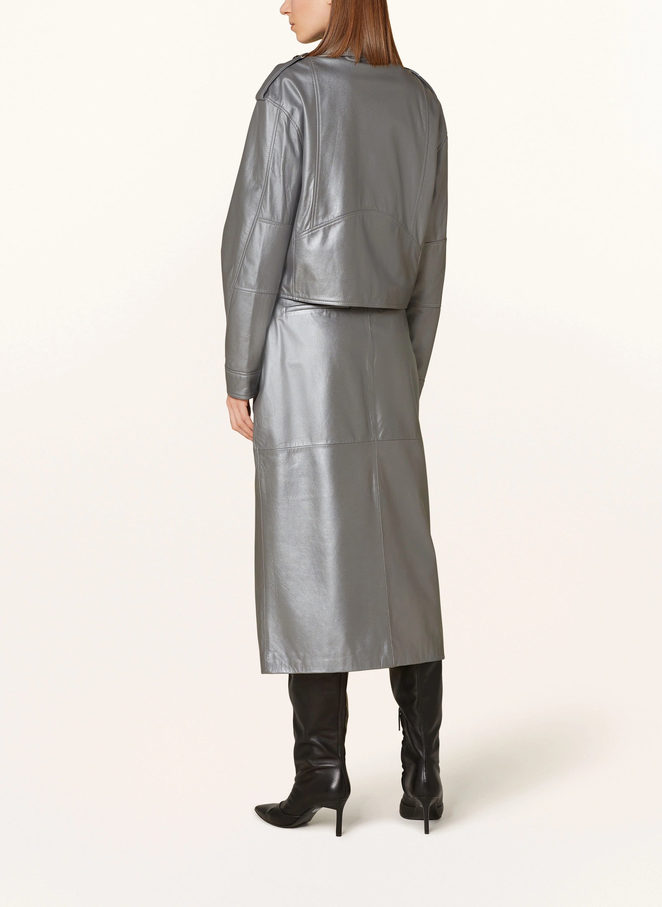 STUDIO AR Leather jacket SAVANNAH in silver