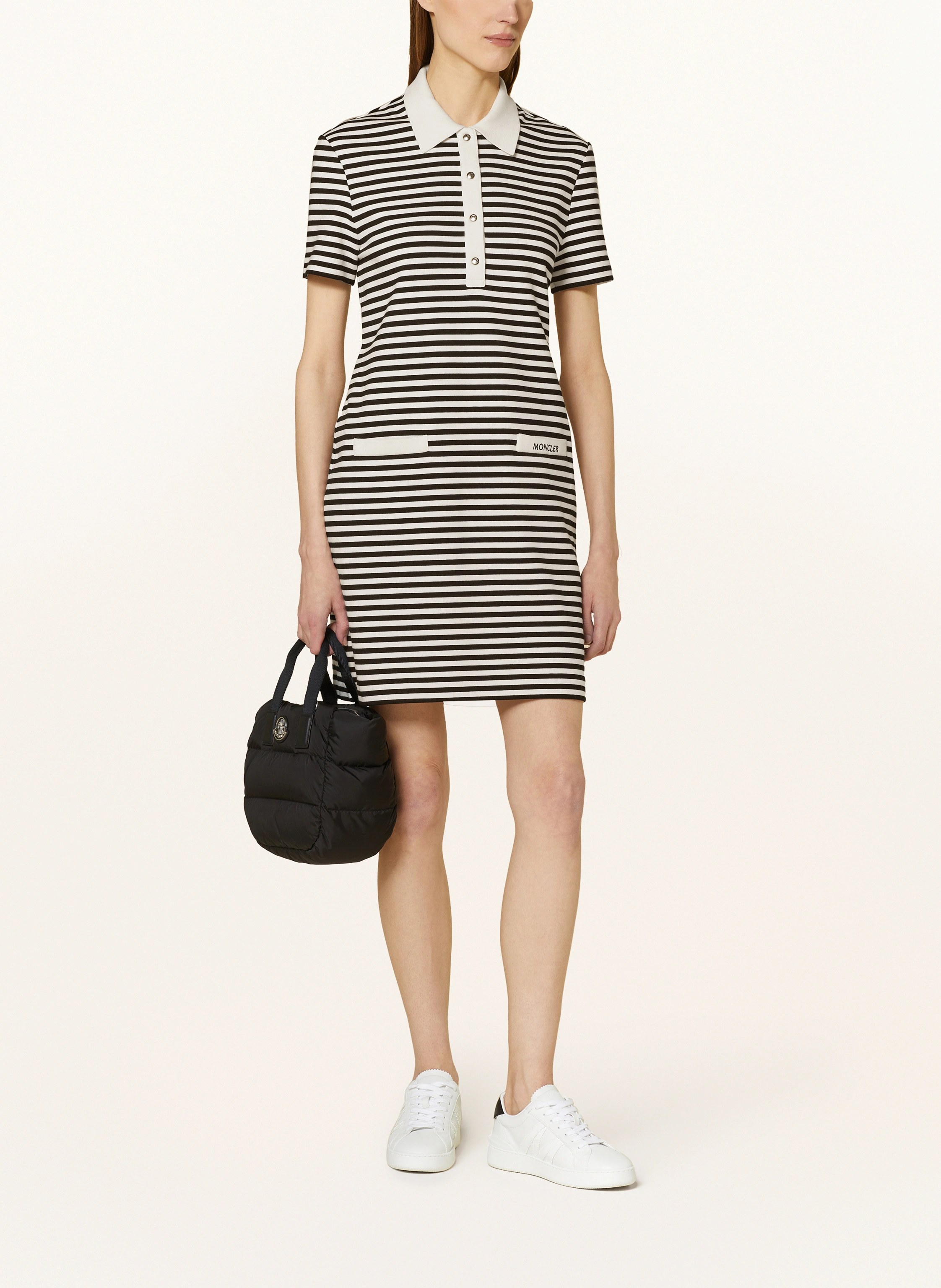 MONCLER モンクレール ポロミディドレス Polo Midi Dress MONCLER Jersey polo dress in black/ white