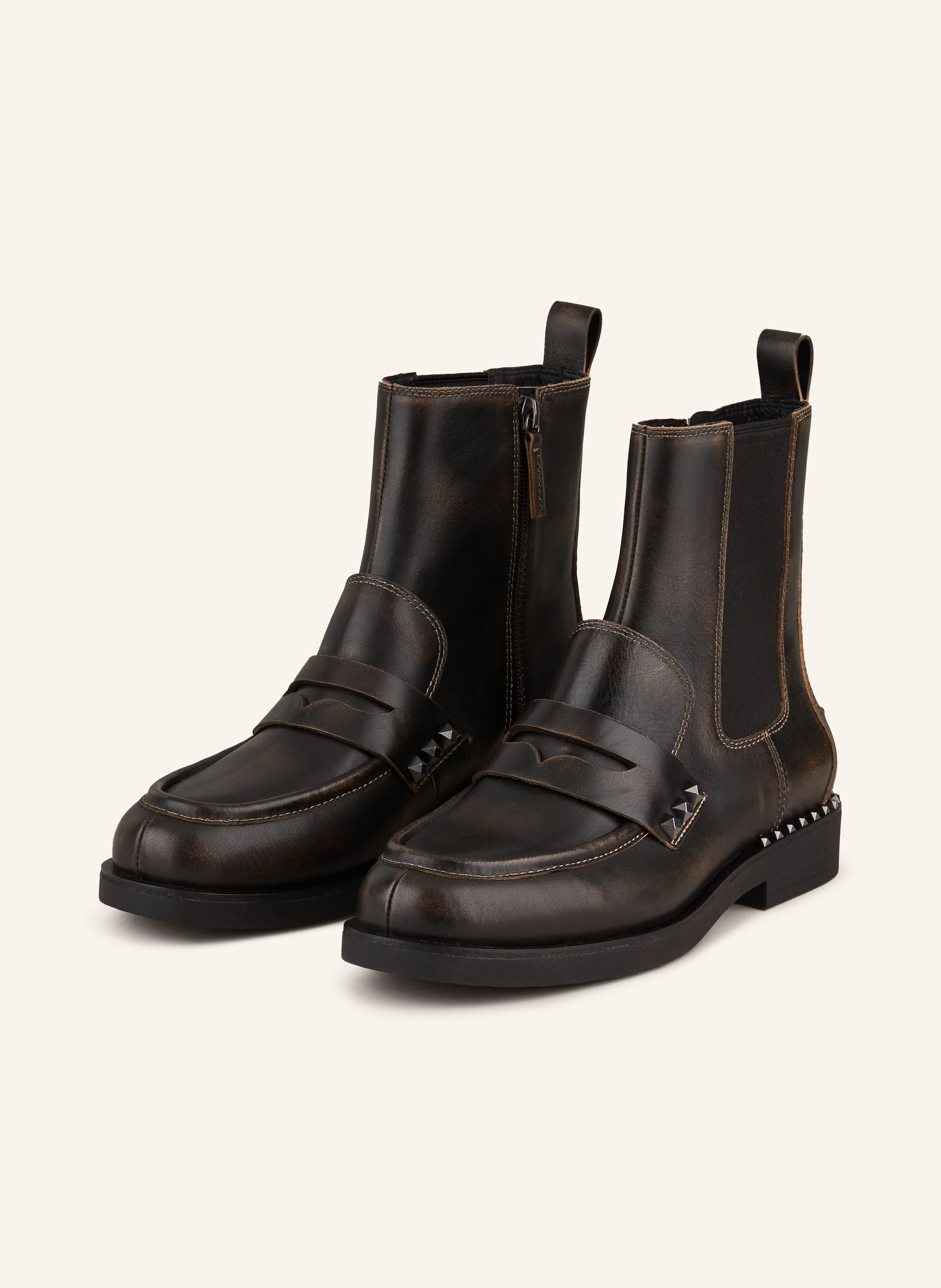 ash Chelsea-Boots WINGS mit Nieten in dunkelbraun
