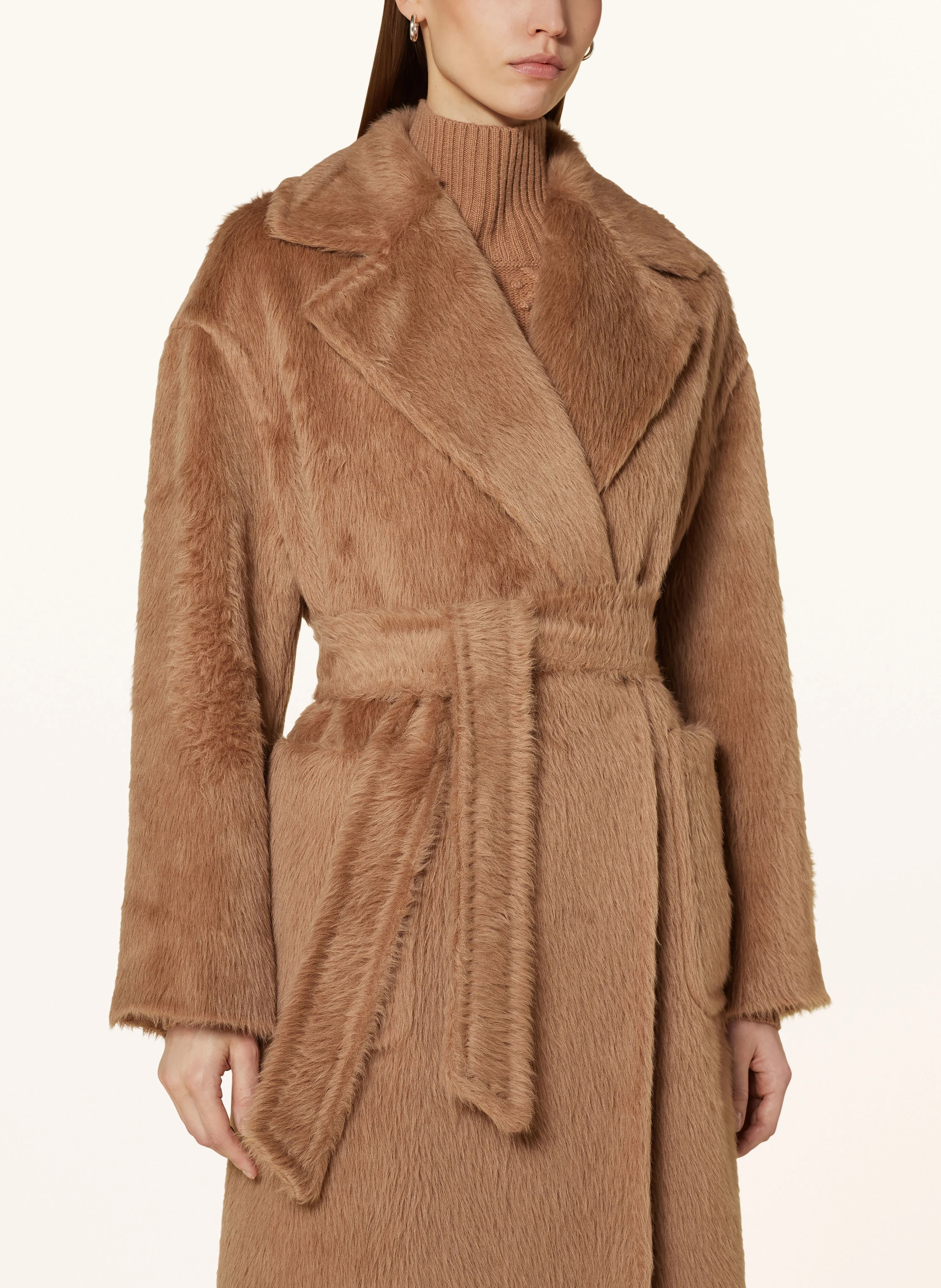 Max Mara Studio PAZZO008 関税送料込 Max Mara STUDIO Płaszcz ze sztucznego futra OTTANTA z alpaki