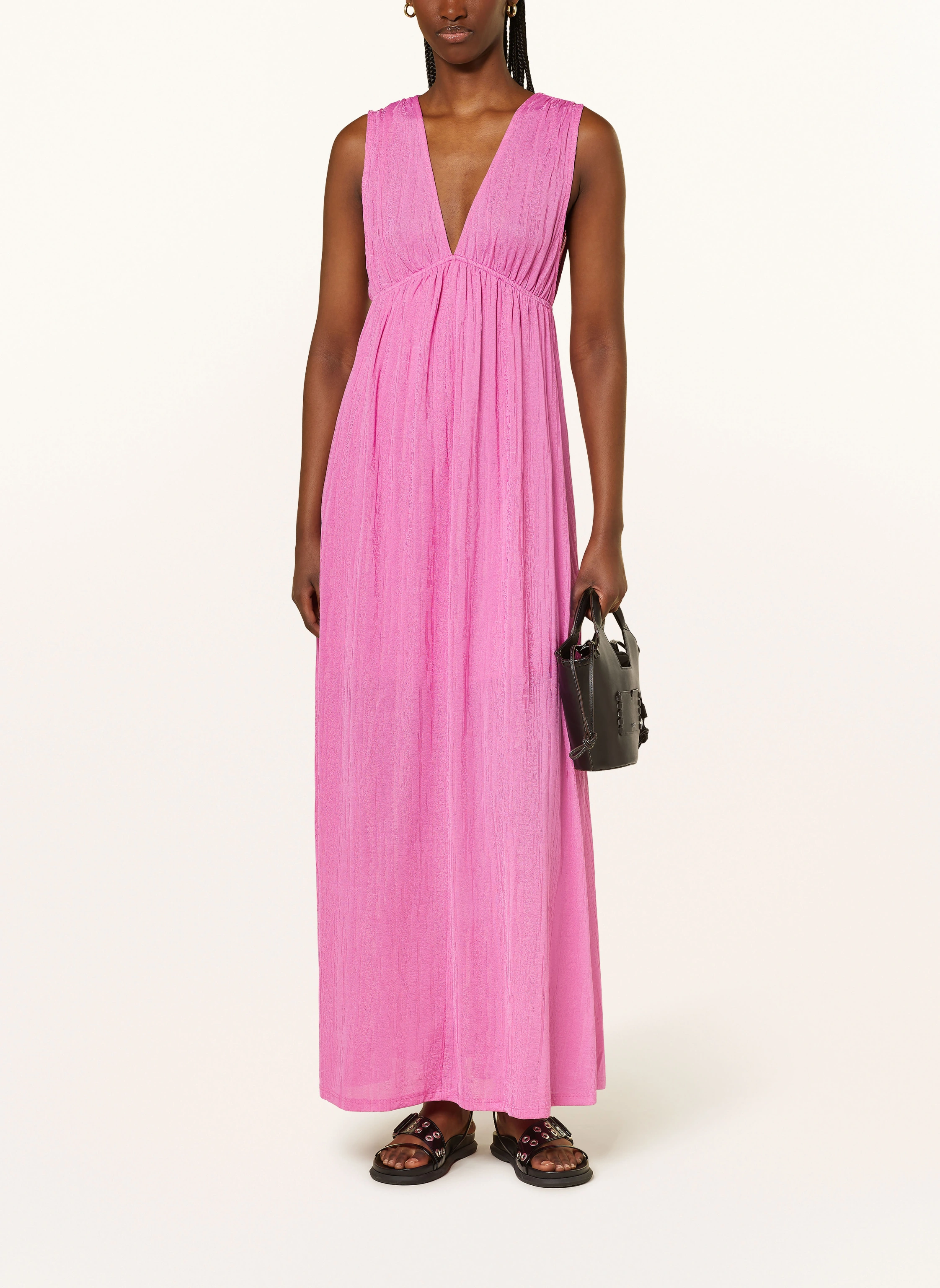 open lace back dress Gina Pink Eyelet Maxi Dress
