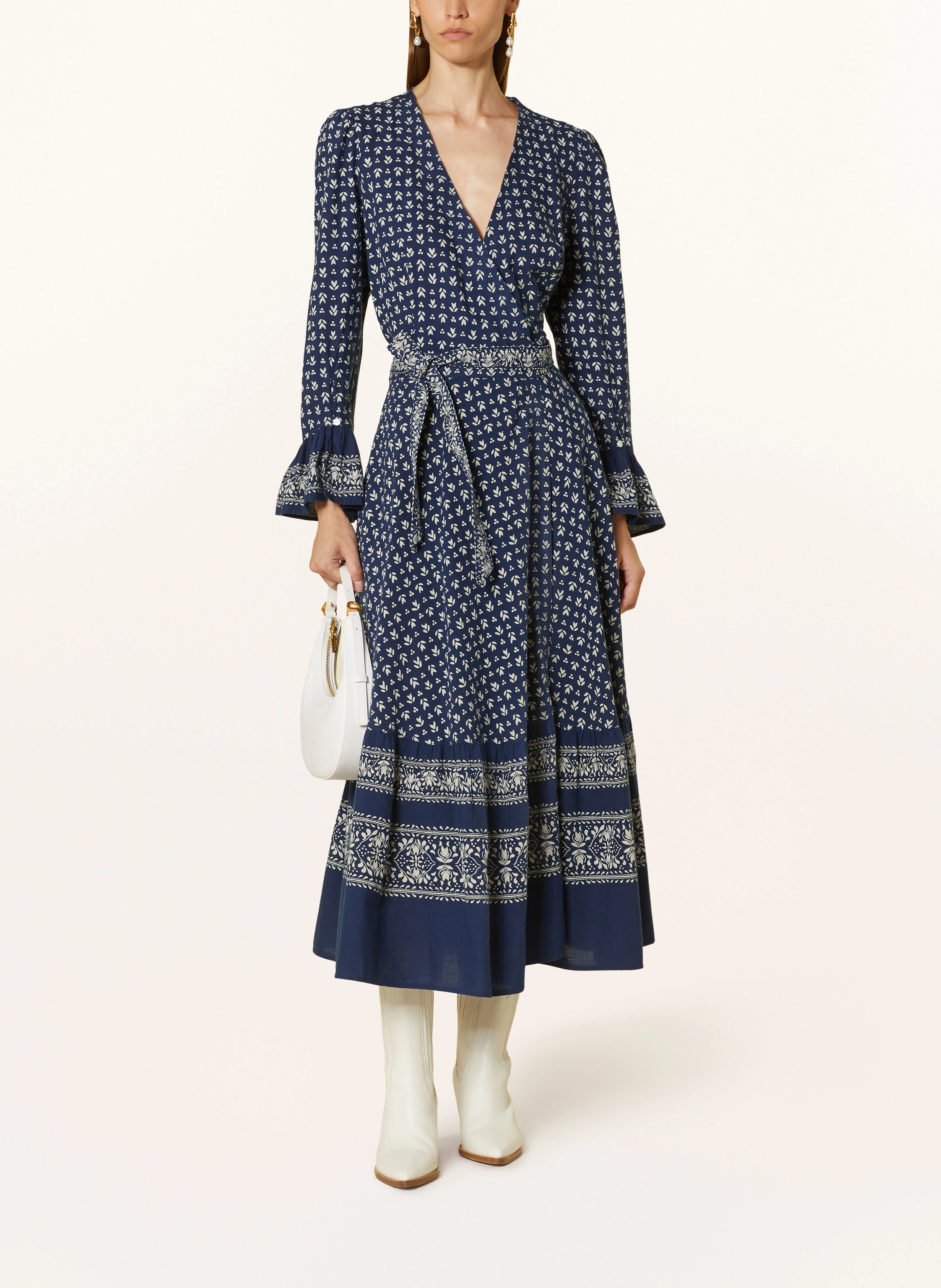 POLO RALPH LAUREN Wrap dress in dark blue/ white