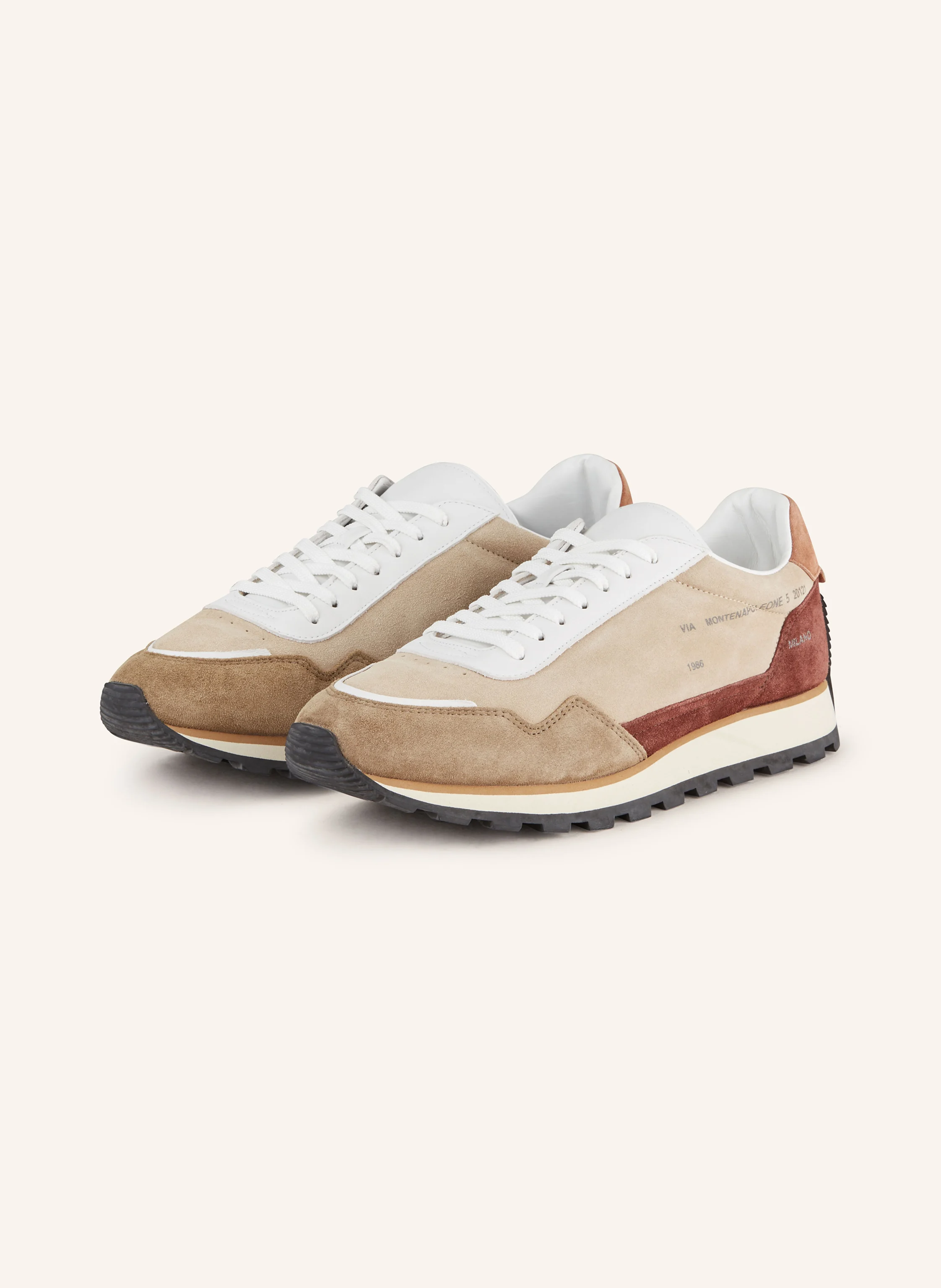 HOGAN Sneaker H671 in beige/ dunkelrot/ khaki