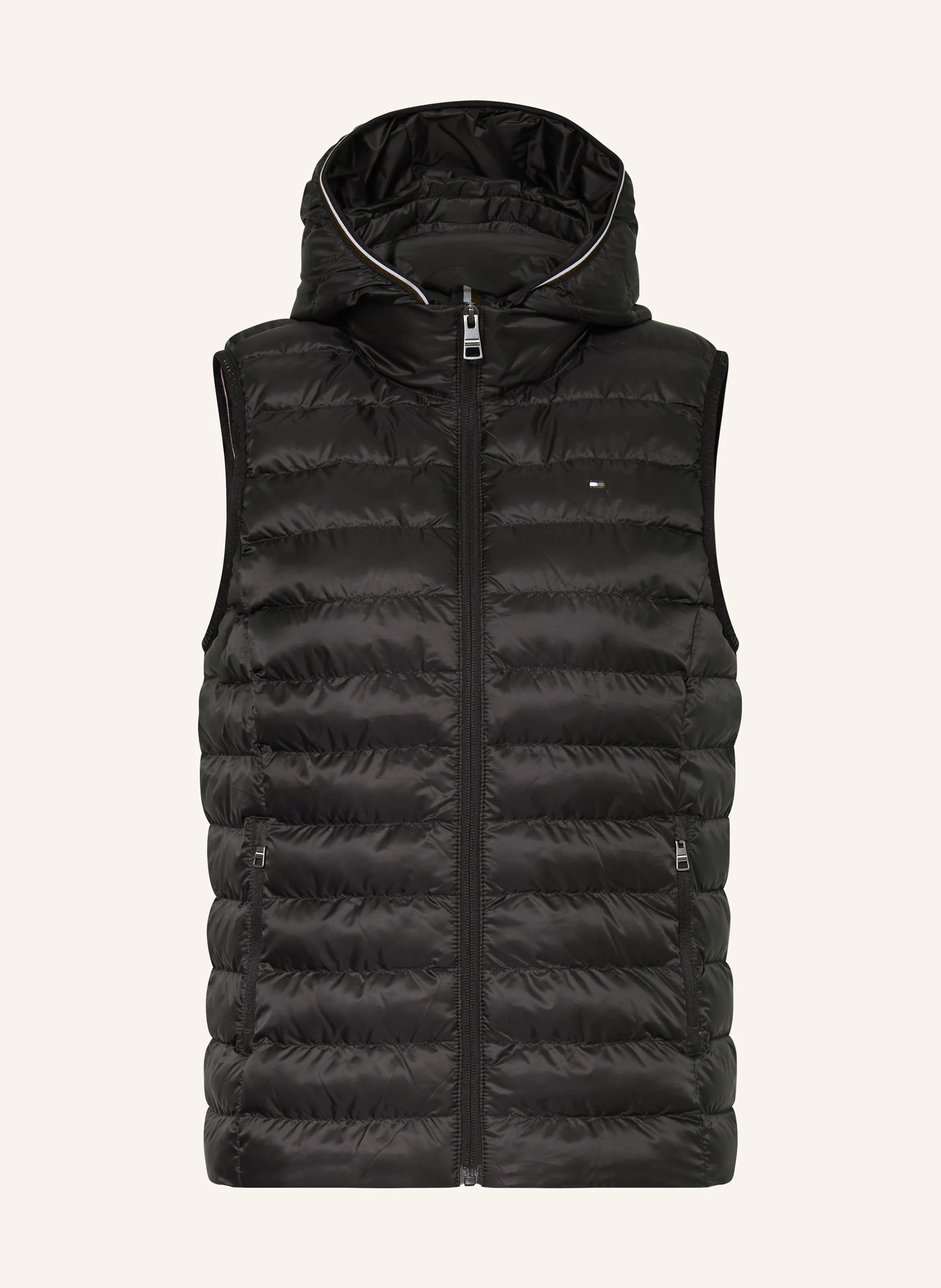 TOMMY HILFIGER Quilted vest with removable hood: BLACK