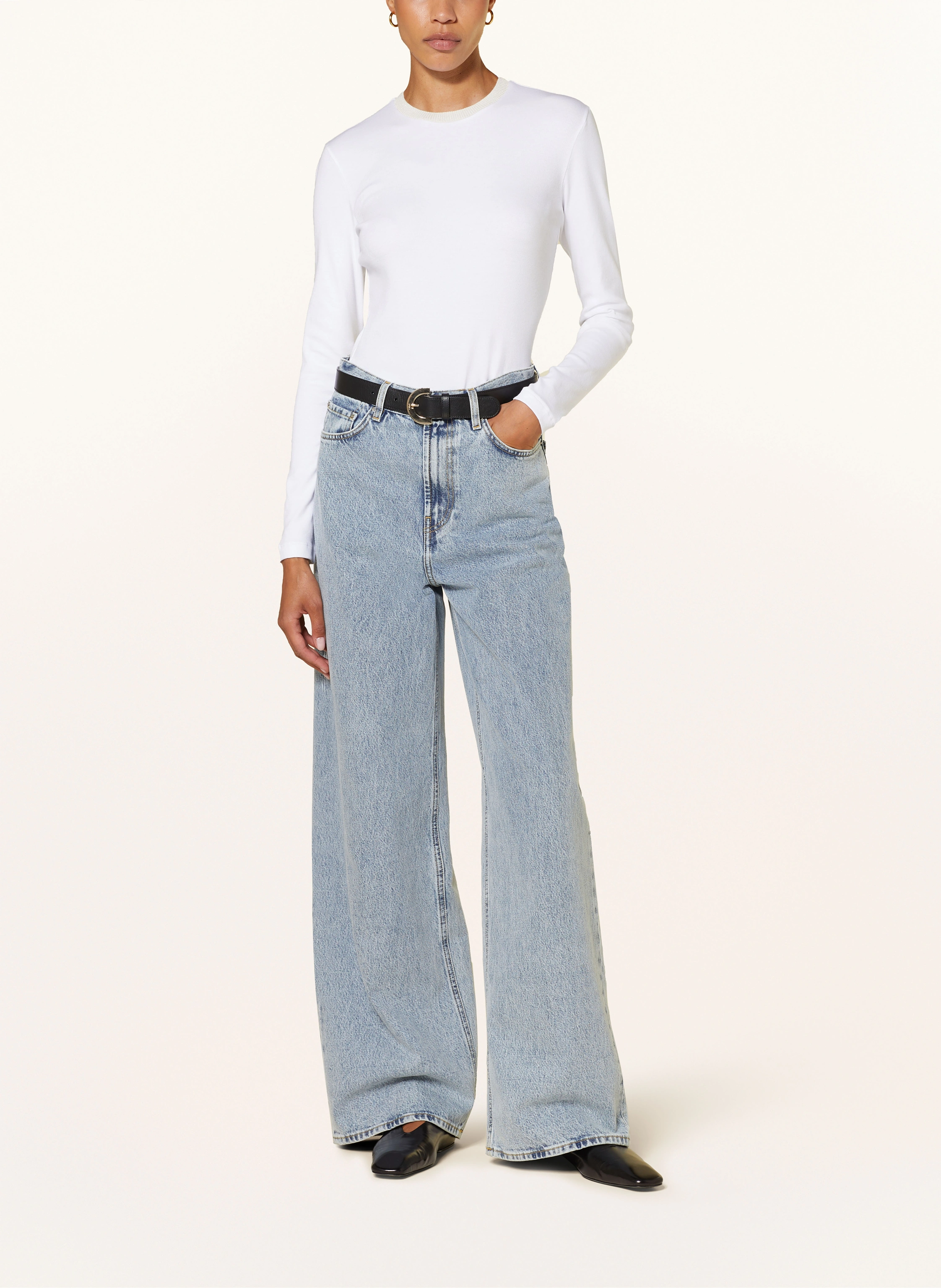 FABIANA FILIPPI Long sleeve shirt with glitter thread in white