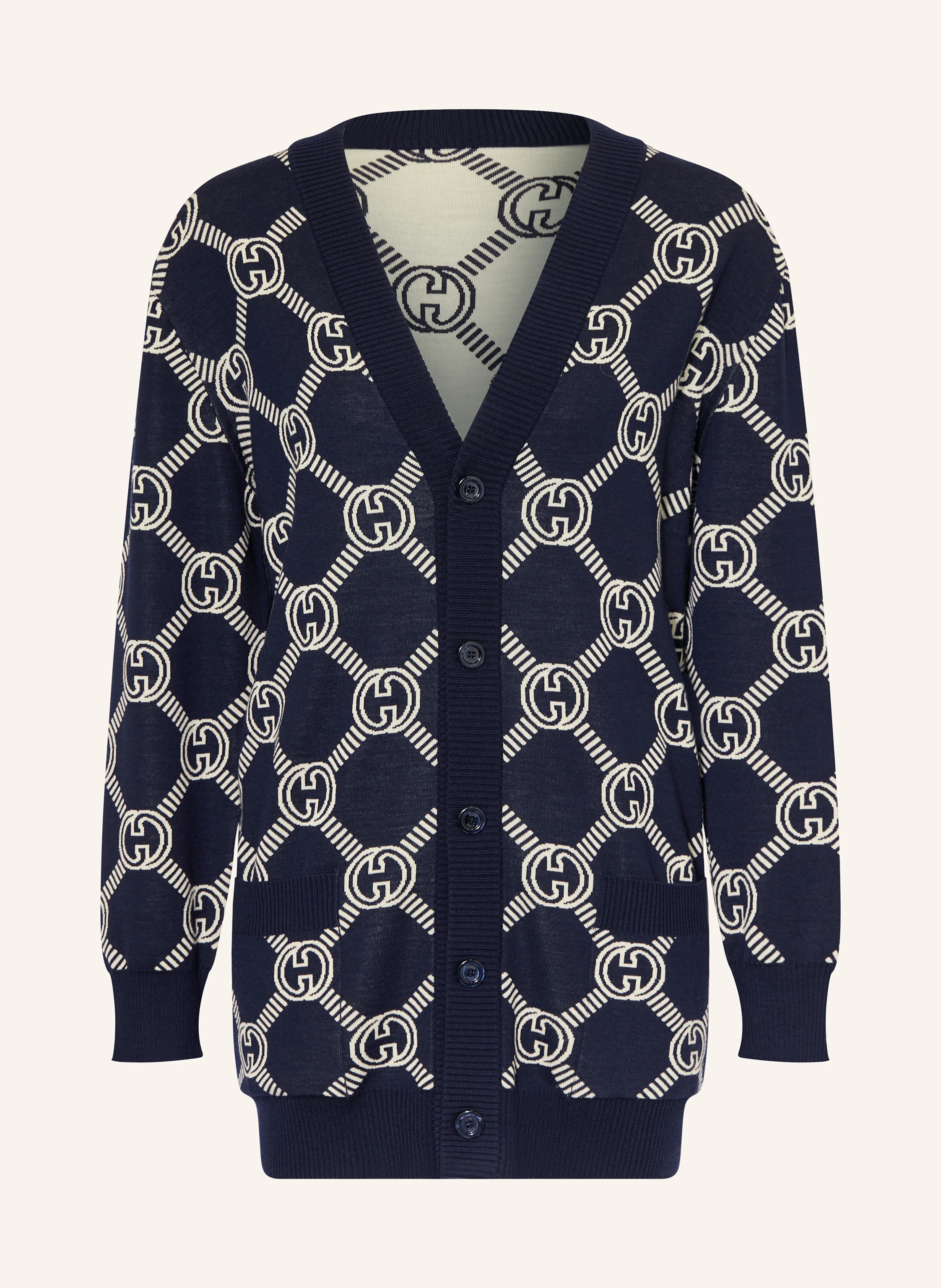 GUCCI Kardigan kolor 4492 blue/ivory