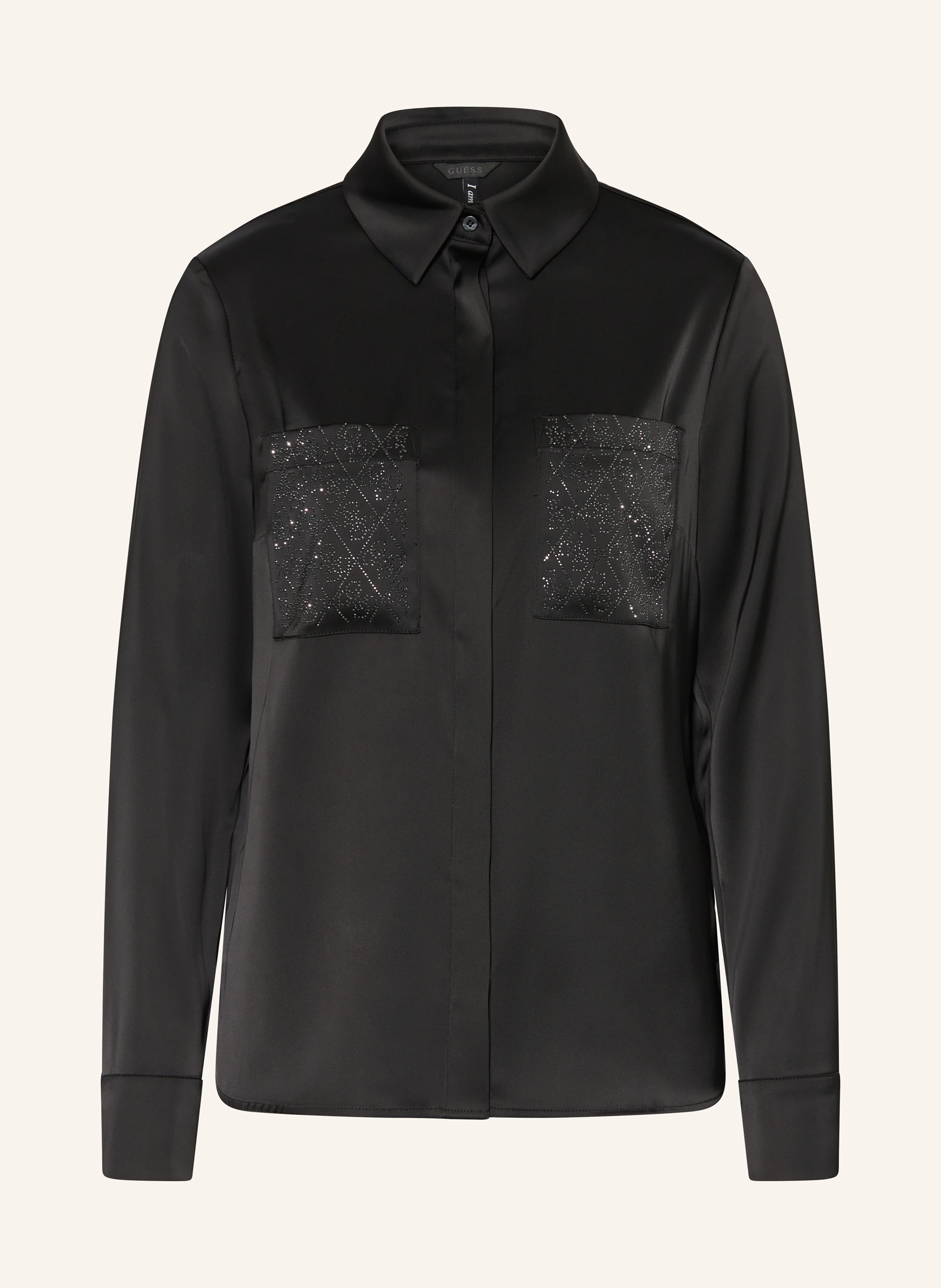 GUESS Shirt blouse MARGUERITE with decorative gems in black