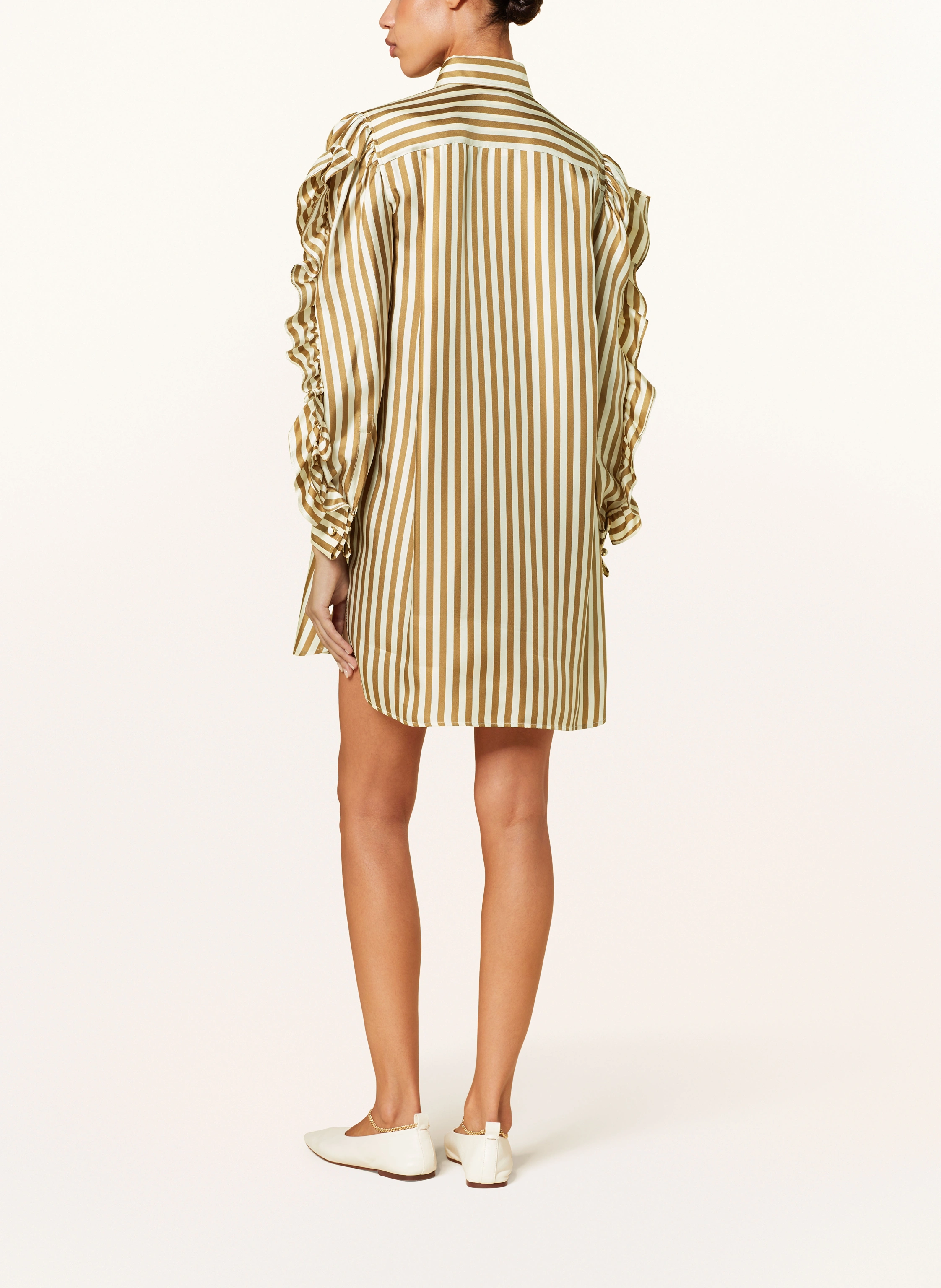 ワンピース Max Mara Printed Silk Manna Shirt Dress Max Mara Shirt dress MANNA in silk with ruffles in white/ cognac