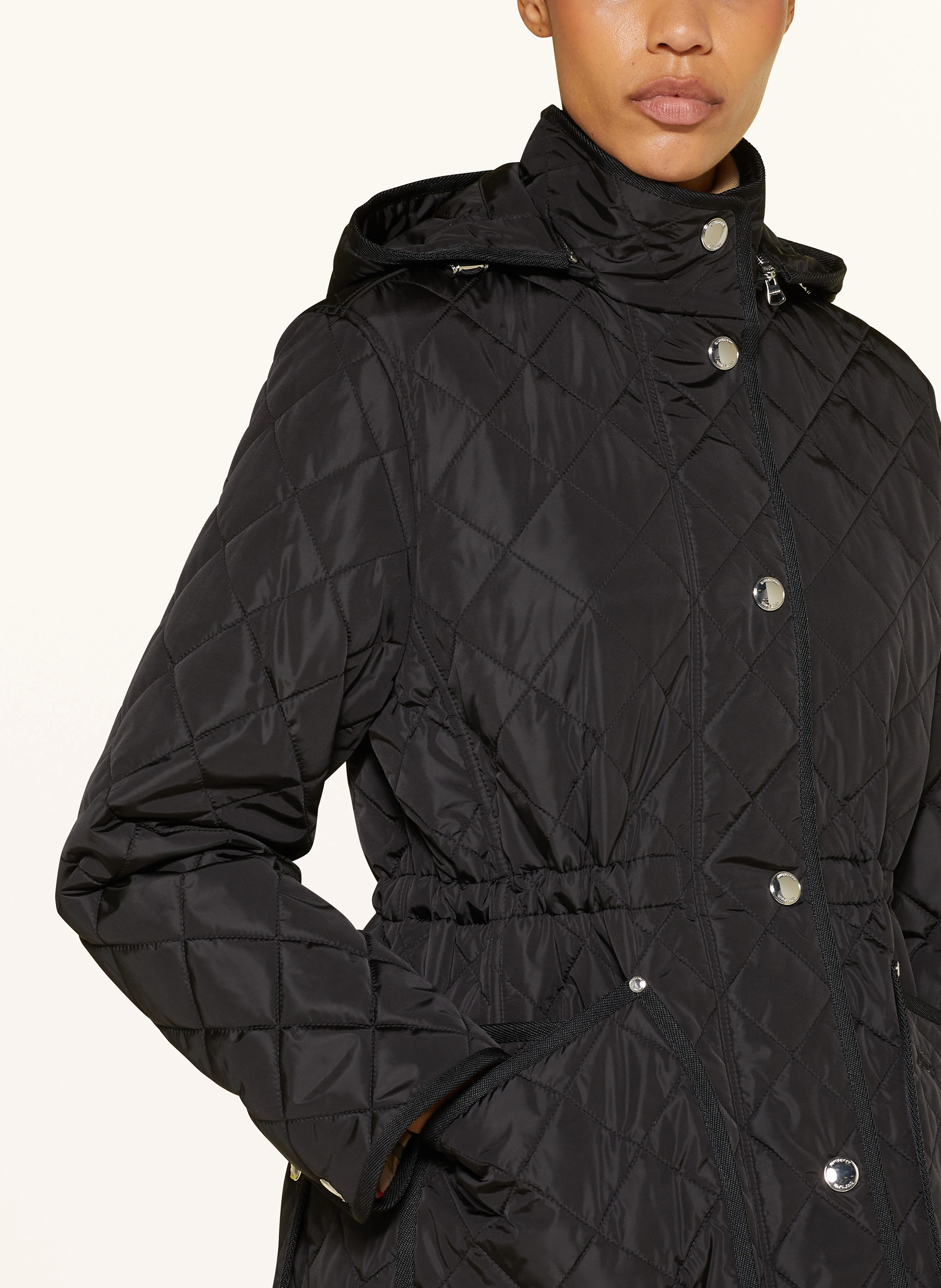 BURBERRY Quilted jacket ROXBUGH with removable hood in black