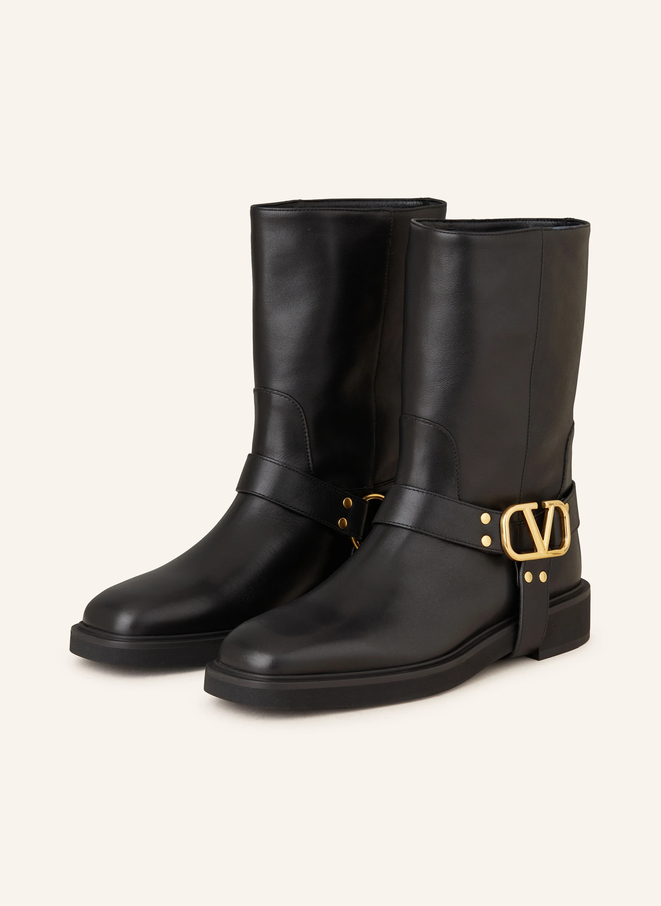 Biker Boots Schwarze Stiefel Mit Gold VALENTINO GARAVANI Biker
