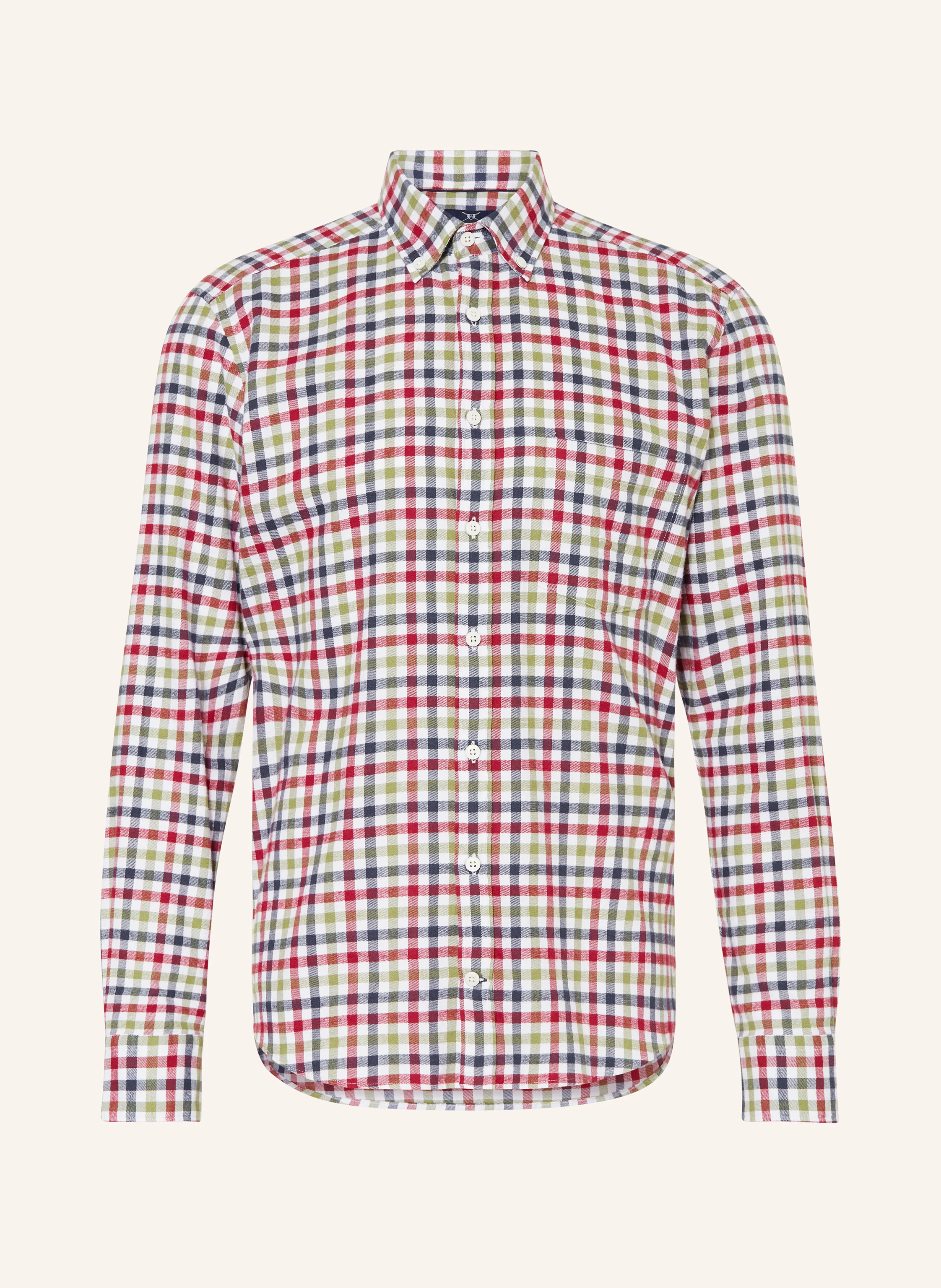 STROKESMAN'S Flannel shirt regular fit: DARK RED / LIGHT GREEN / WHITE