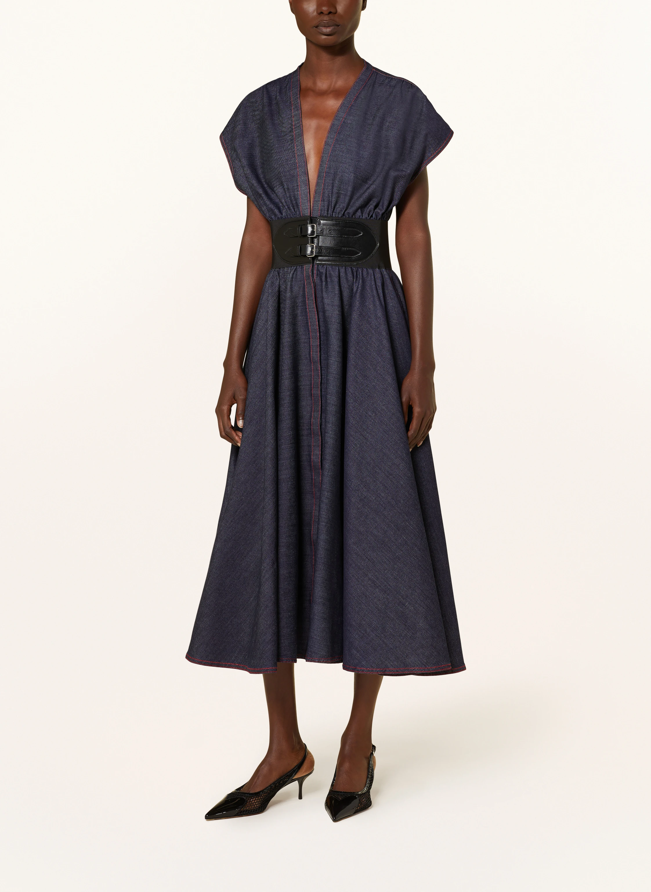ALAÏA Denim dress in dark blue