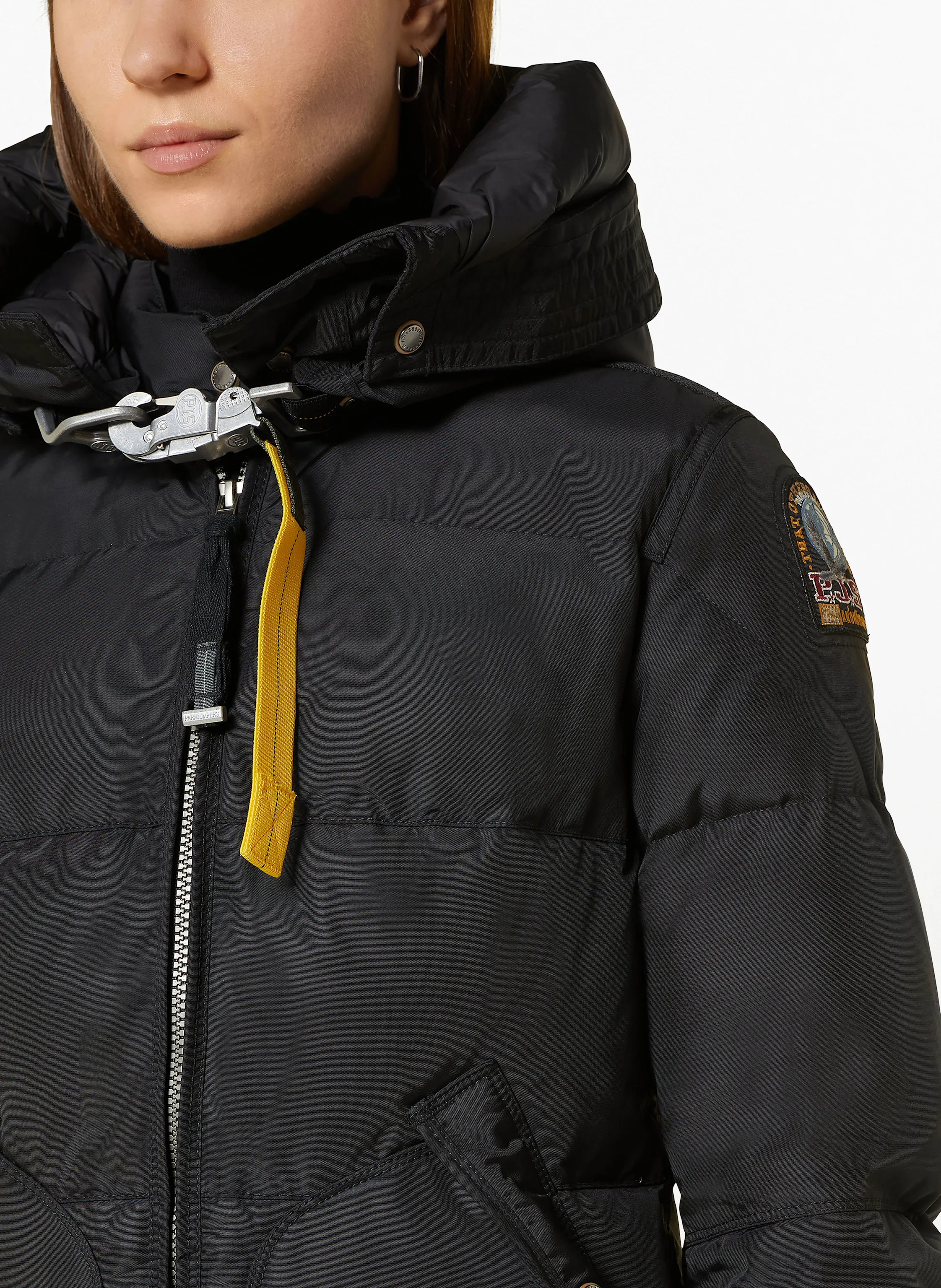 PARAJUMPERS Down coat LONG BEAR with detachable hood: BLACK