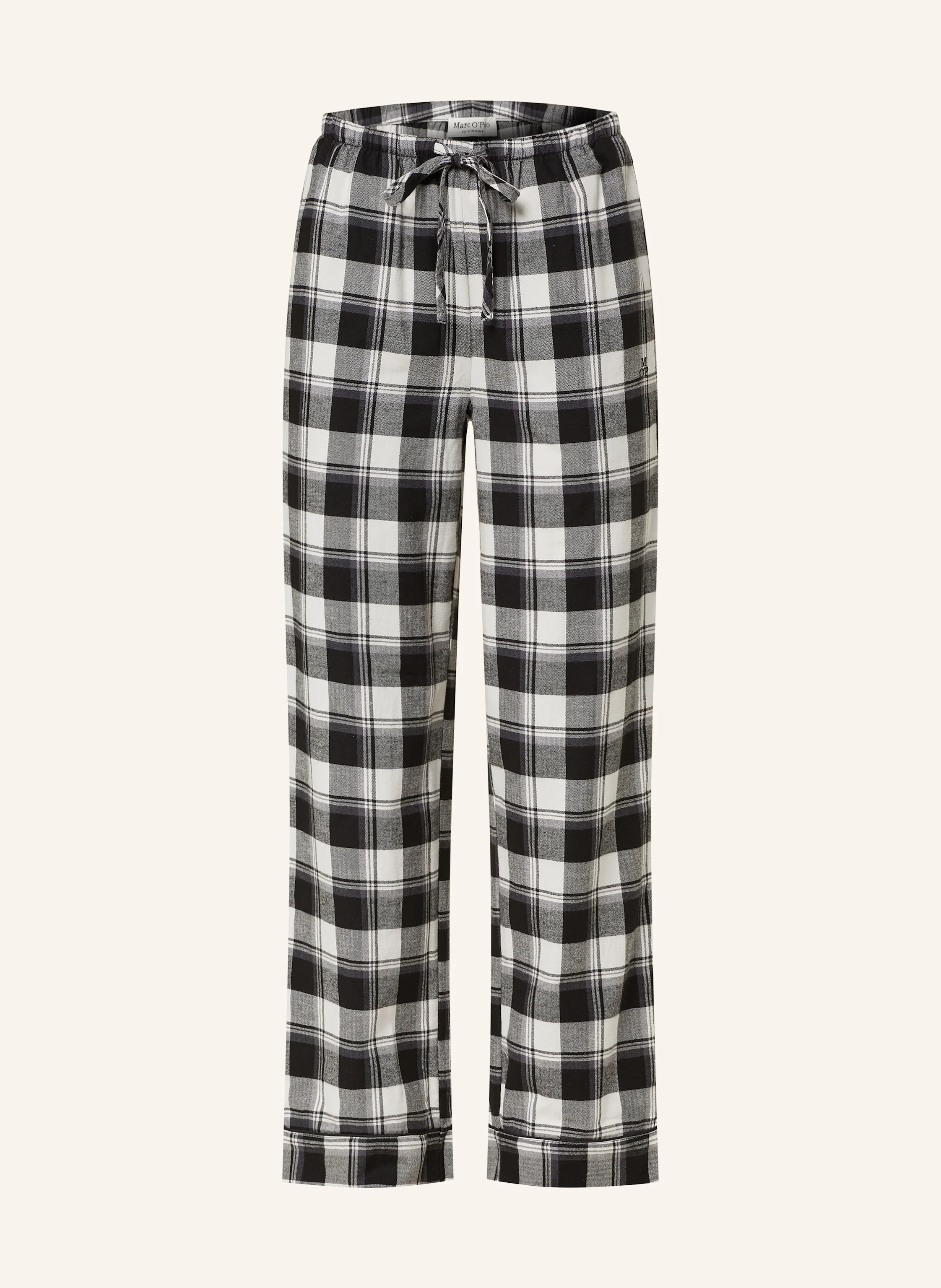 Marc O'Polo COZY FLANNEL flannel pajama pants in black/ white